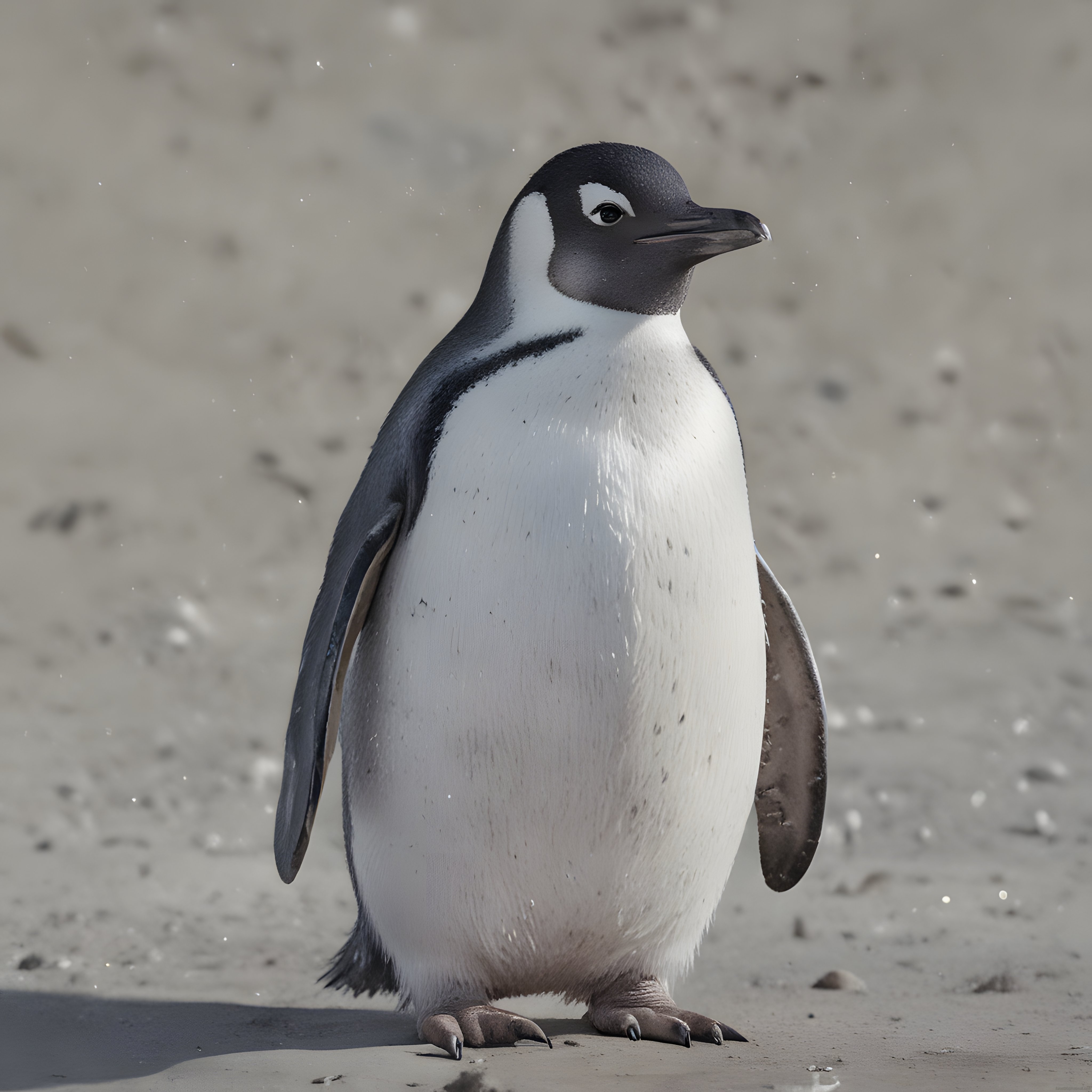 Kumsalda Dikilerek Duran Gentoo Pengueninin Yakın Çekim Portresi