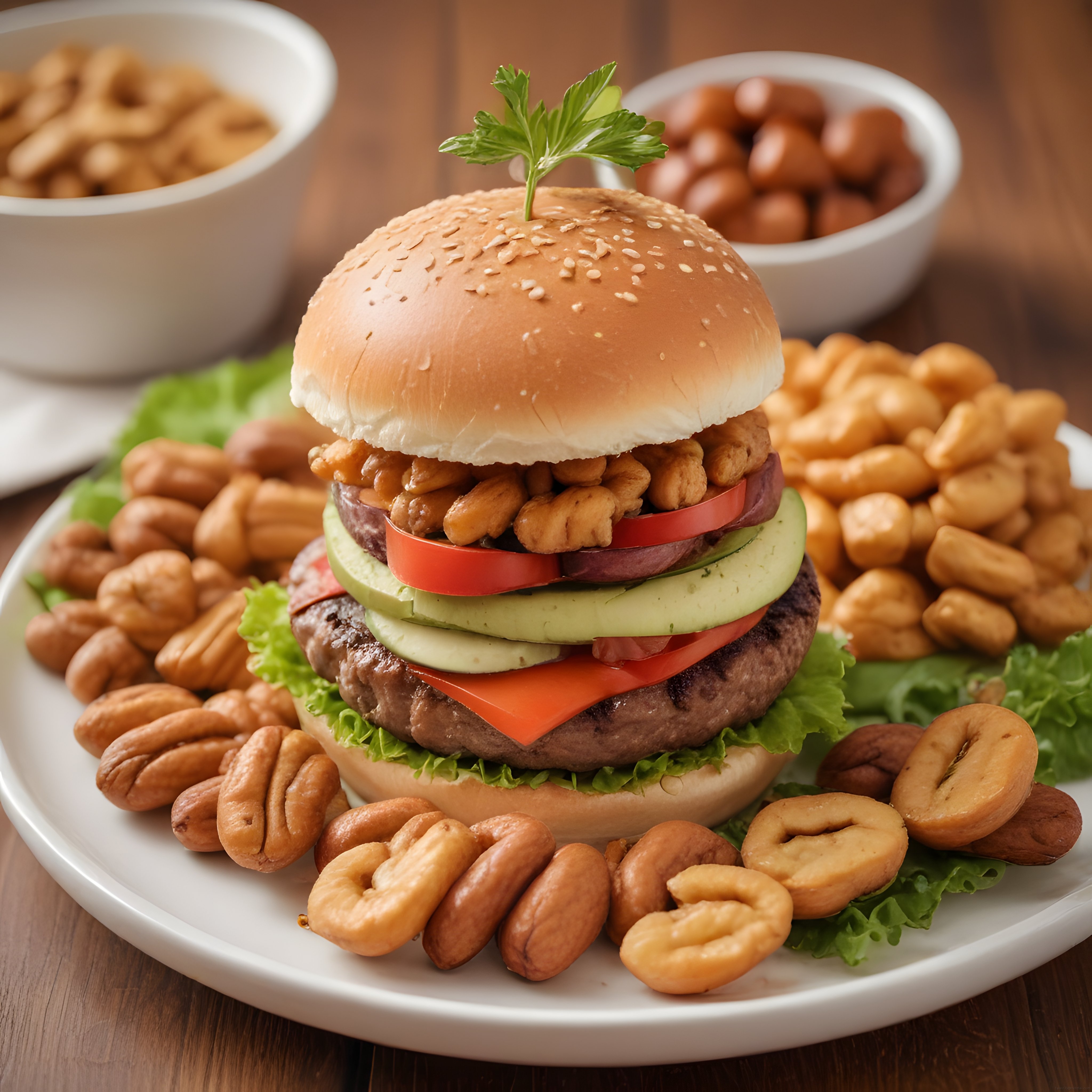 Kuruyemişlerle Süslenmiş Pratik Hamburger Tarifi ve Sunum Önerisi