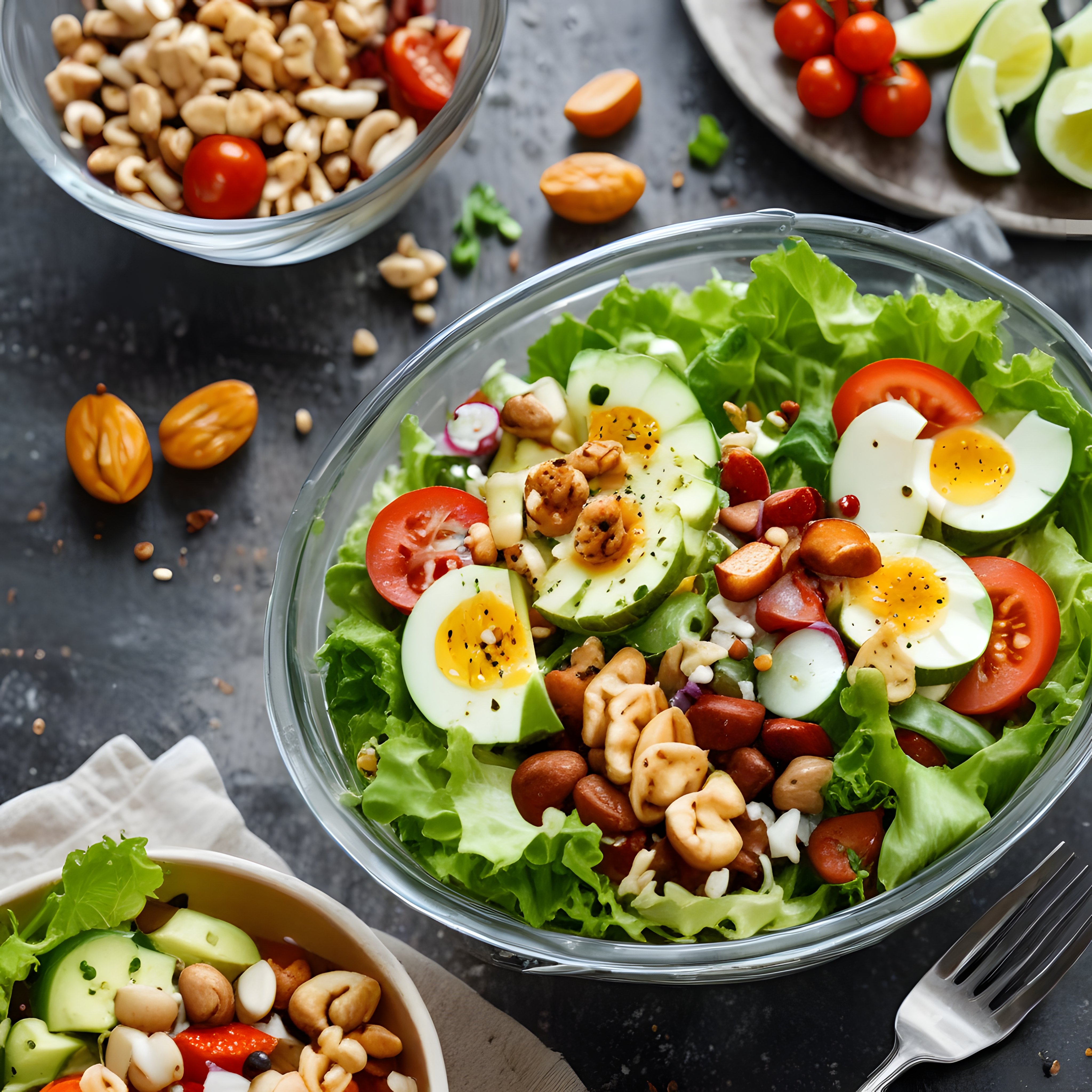 Kuruyemişli ve Yumurtalı Sağlıklı Salata Kasesi: Besleyici ve Lezzetli