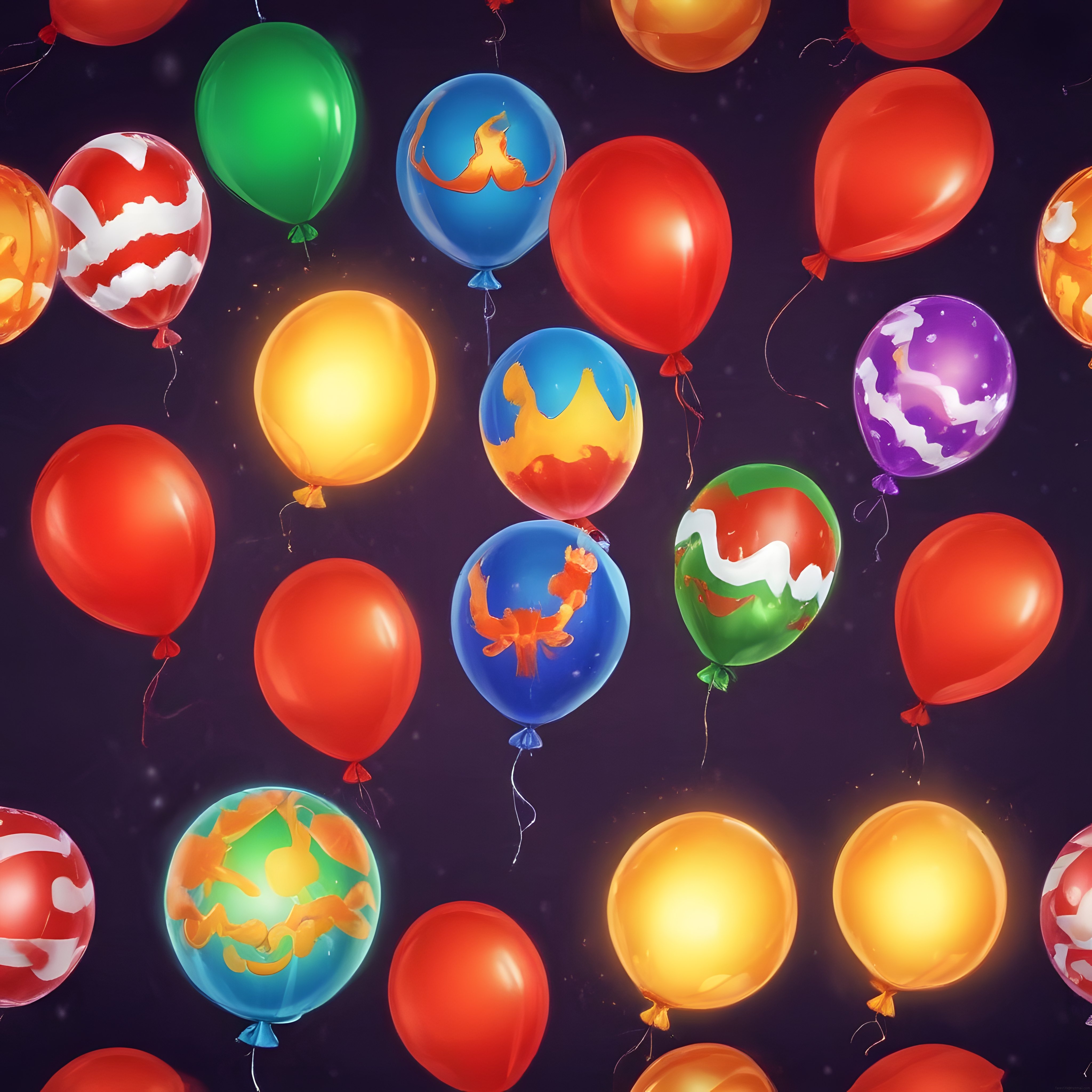 Kutlama Gecesini Aydınlatan Renkli Balonlar ve Eğlenceli Parti Atmosferi