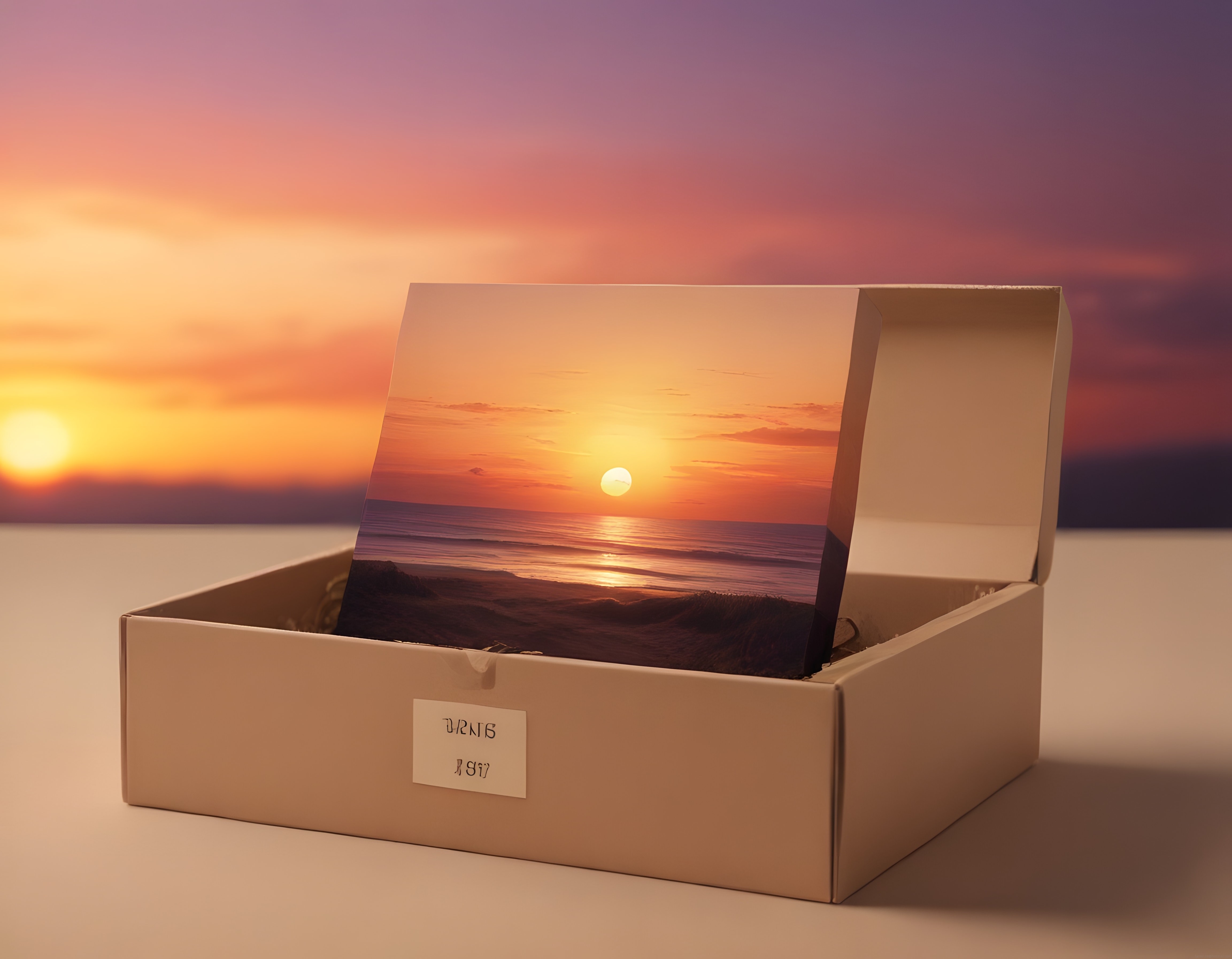 Kutudan Çıkan Gün Batımı: Minimalist Ürün Sunumu ve Deniz Manzarası