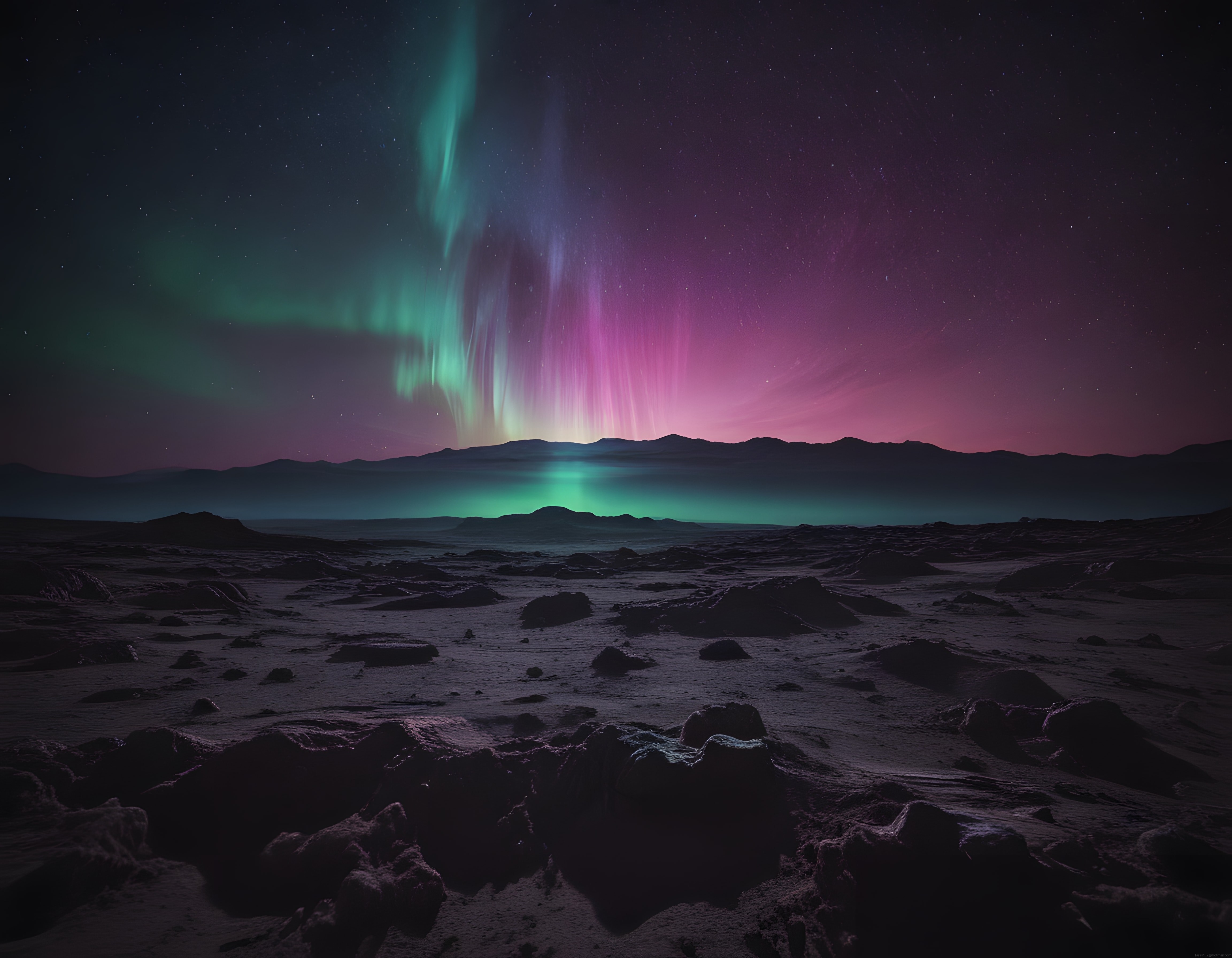 Kuzey ışıklarının büyüsü: Aurora borealis ve karlı dağ manzarası