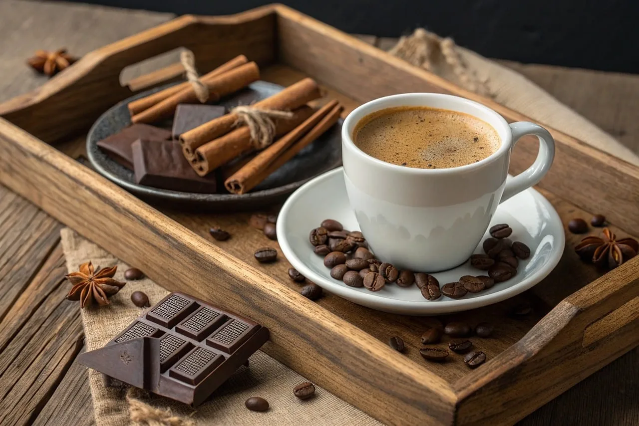 Latte artlı sıcak kahve - samimi kafe köşesi