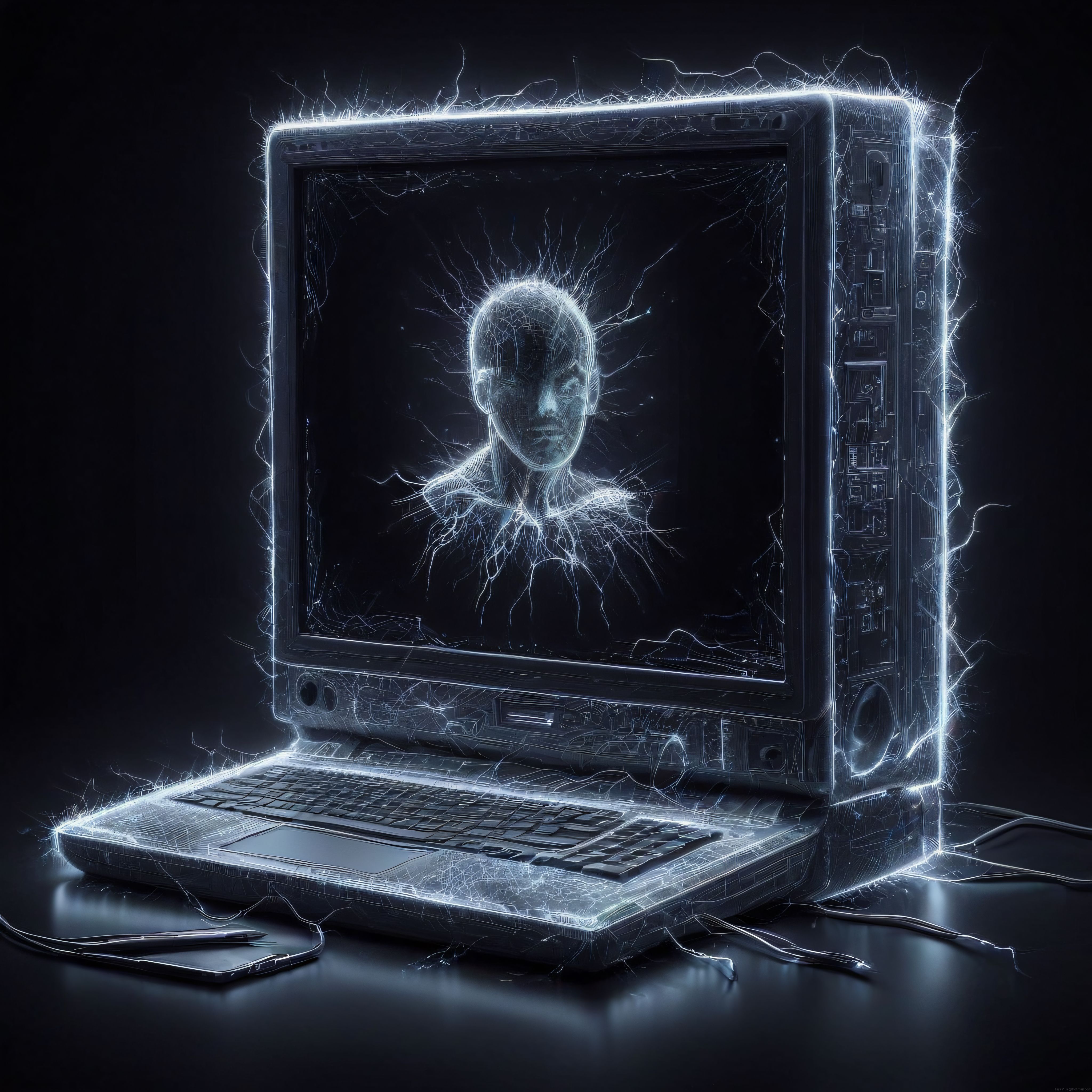 Lazer Tellerden Oluşan Dizüstü Bilgisayar ve Yapay Zeka Hologramı
