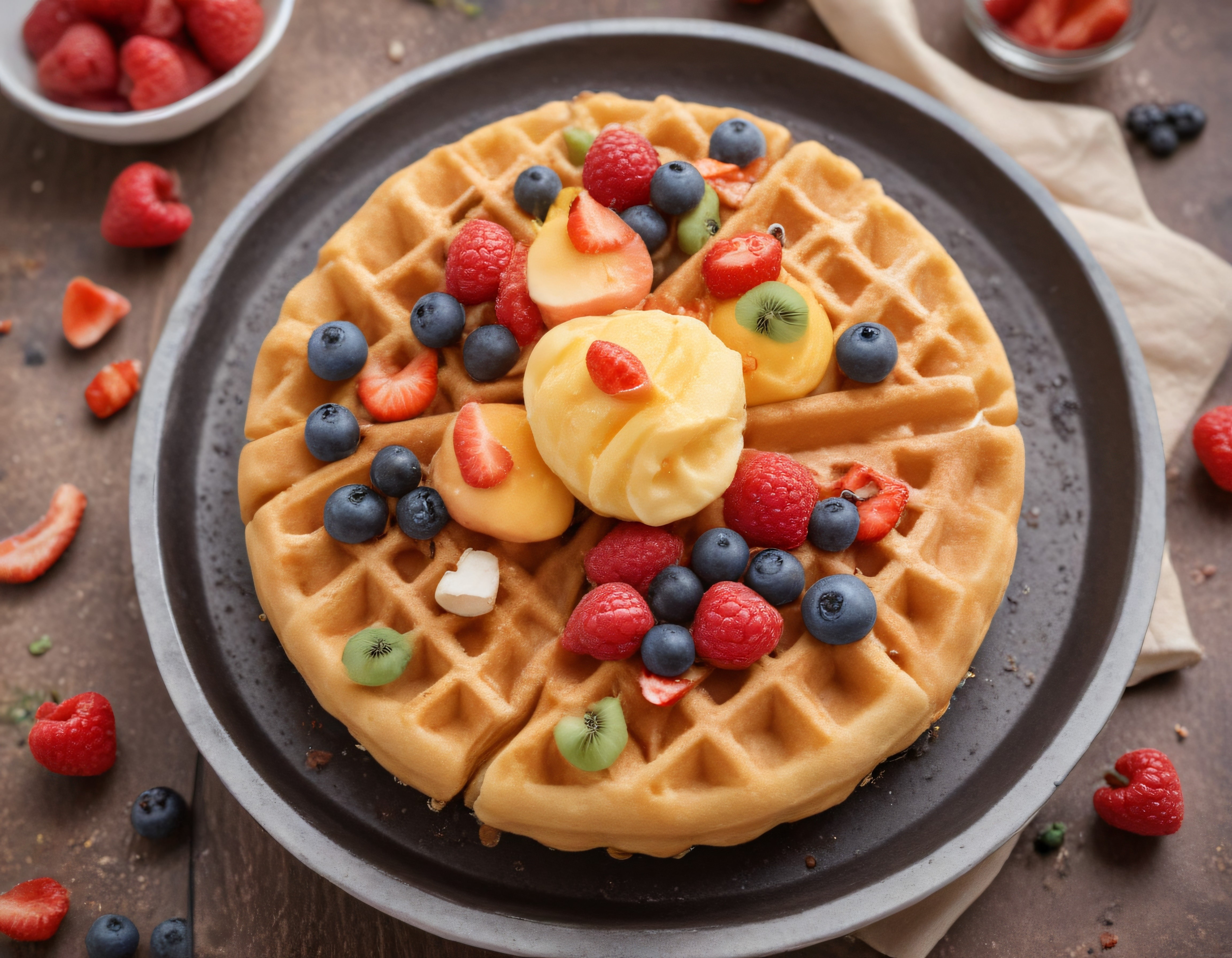 Leziz Çilekli Yaban Mersinli Waffle ile Renkli ve Sağlıklı Kahvaltı Keyfi