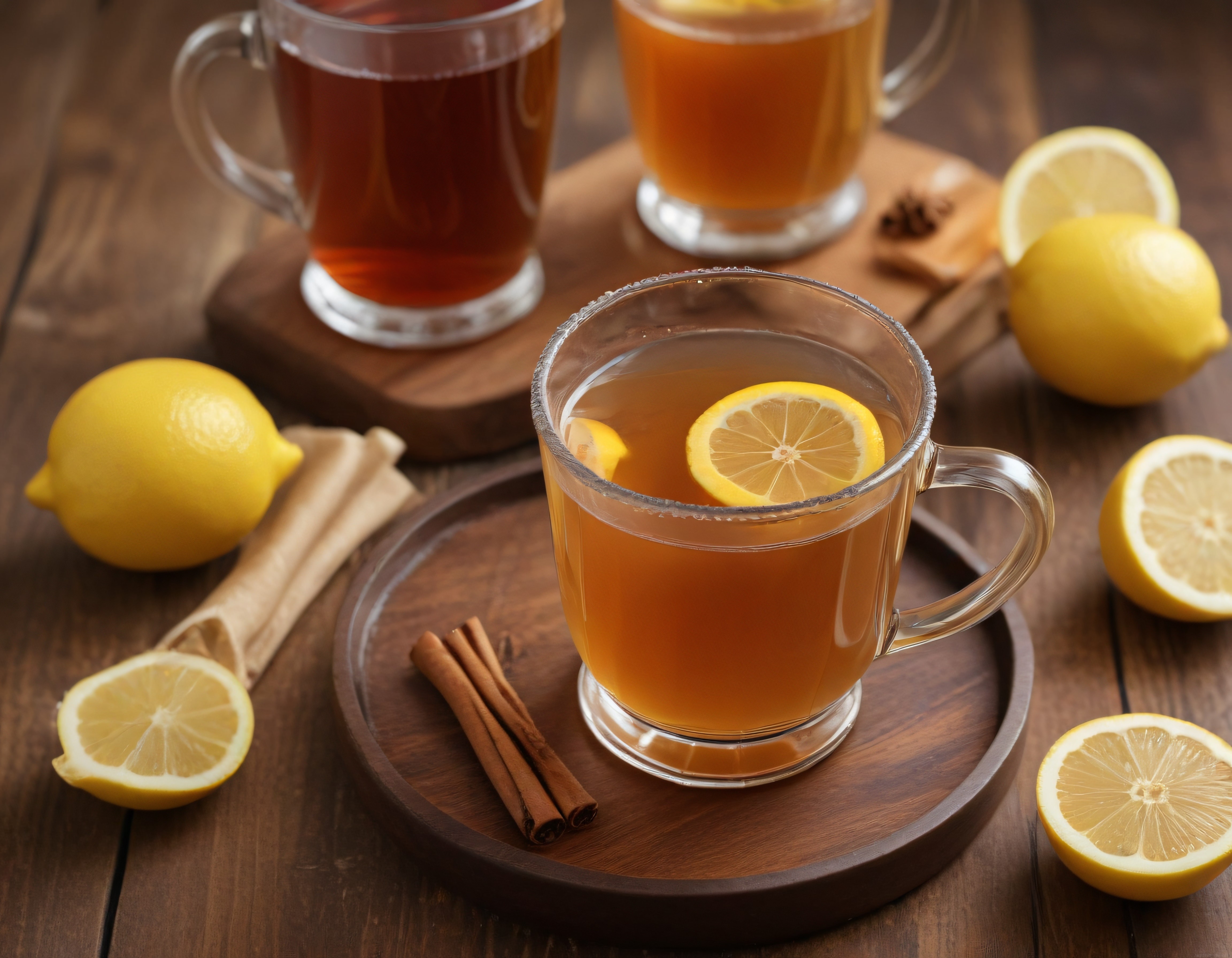Limon ve Tarçın ile Hazırlanan Sıcak Baharat Çayının Rustik Sunumu Limon ve Tarçın ile Hazırlanan Sıcak Baharat Çayının Rustik Sunumu