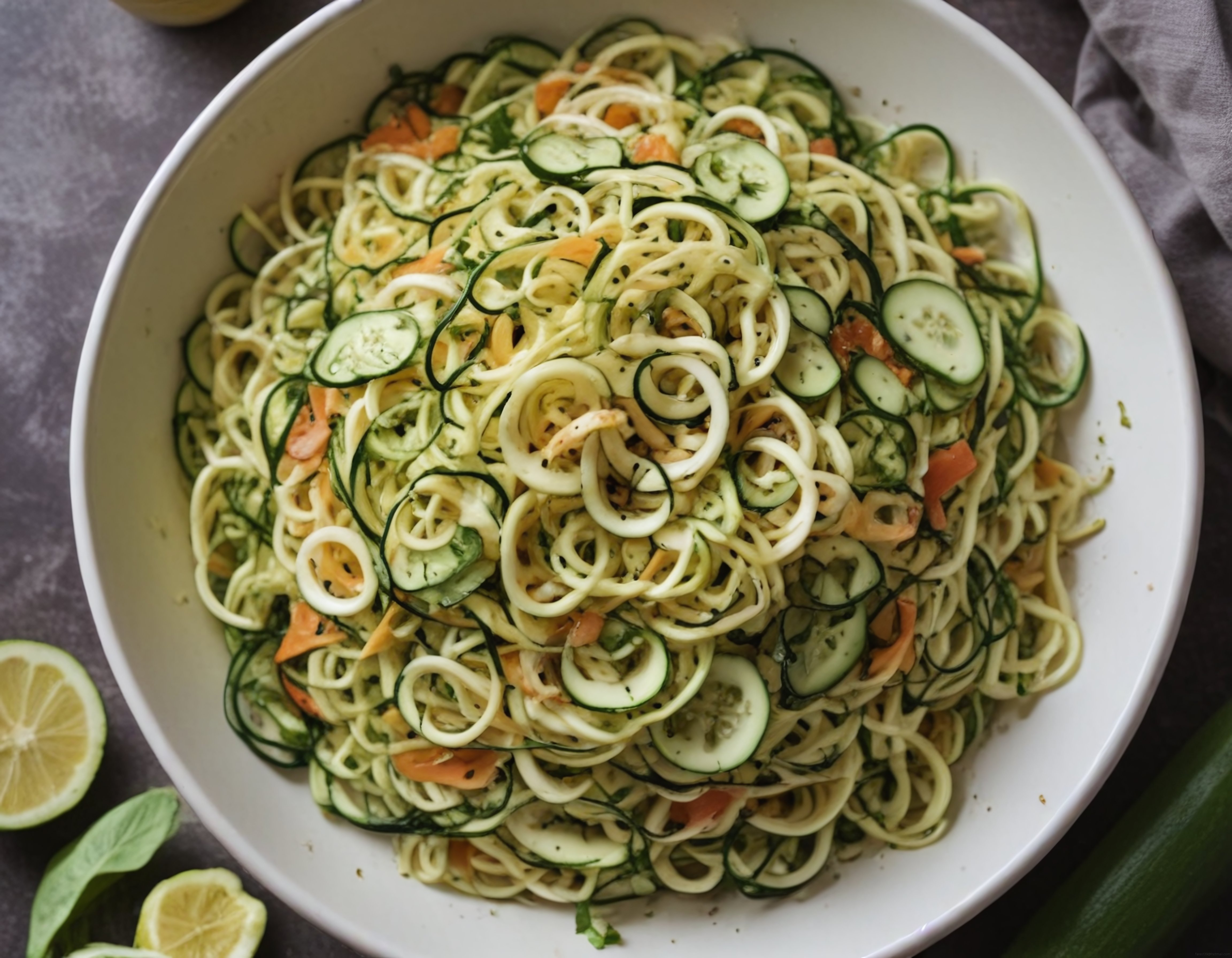 Limon ve Taze Otlarla Hazırlanan Kabak Spagetti Salatası Tarifi