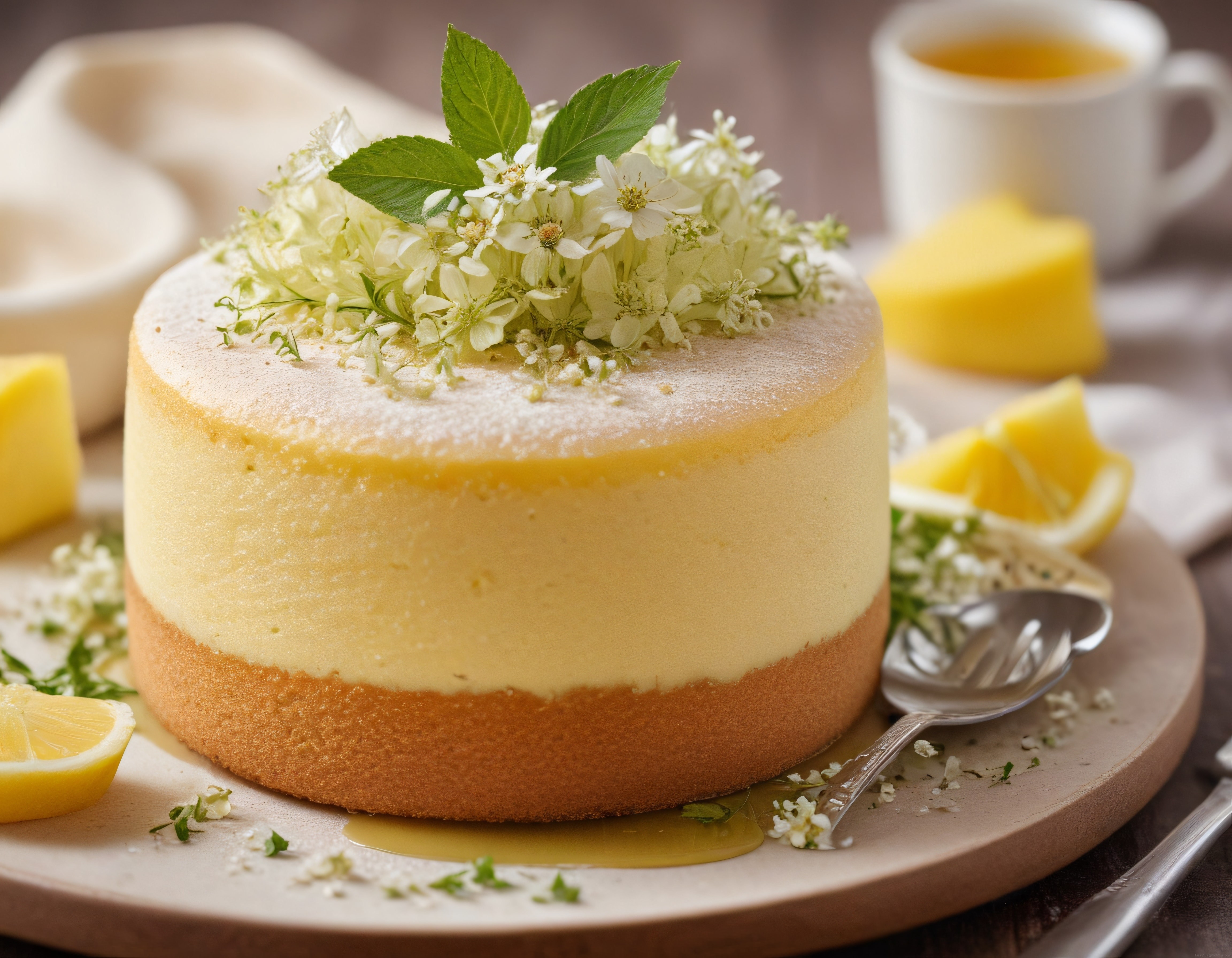 Limonlu Cheesecake Tarifi: Taze Nane ve Çiçeklerle Süslenmiş Yaz Tatlısı