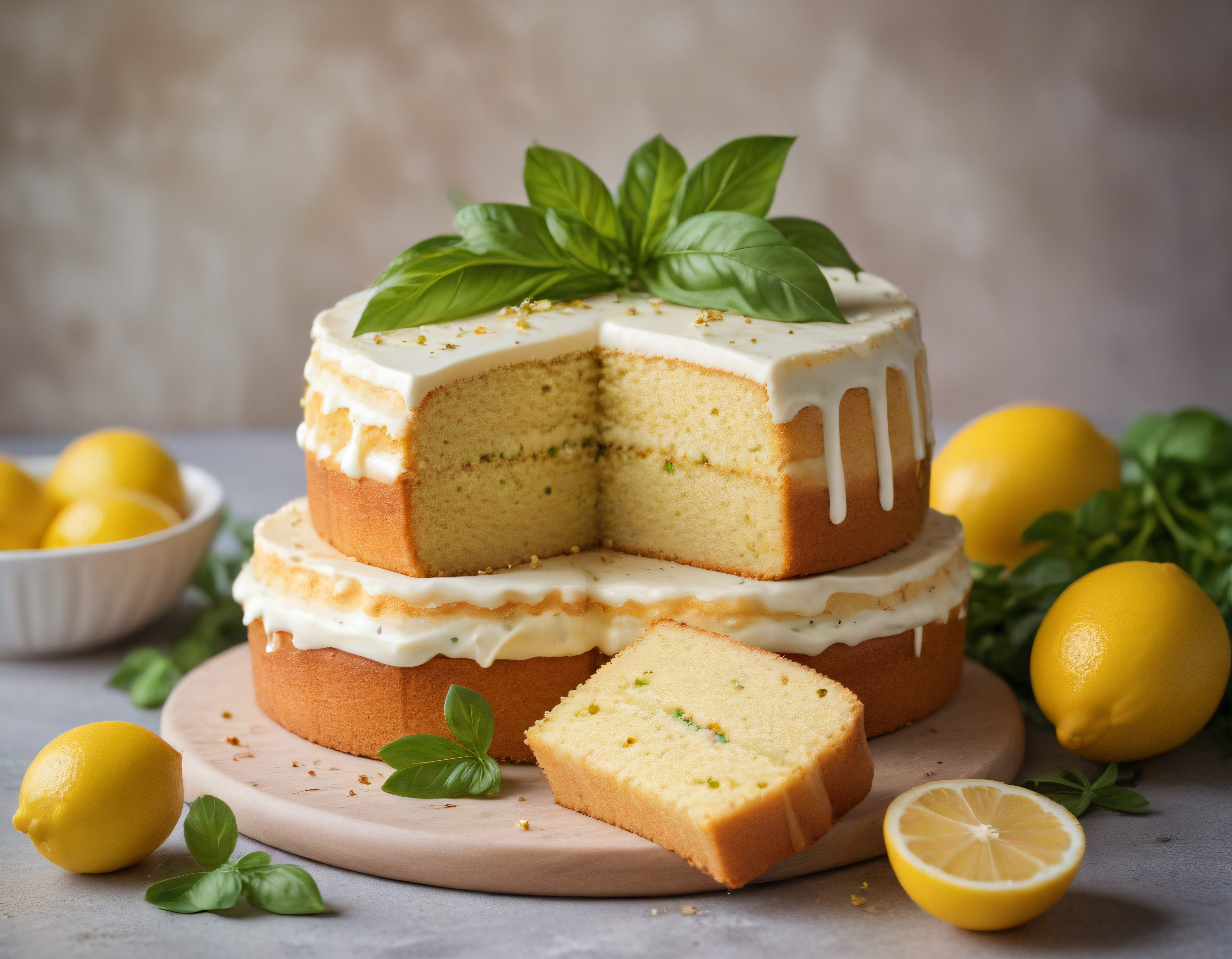 Limonlu Fesleğenli Katlı Pasta: Yumuşacık Dokusuyla Ferahlatıcı Tatlı