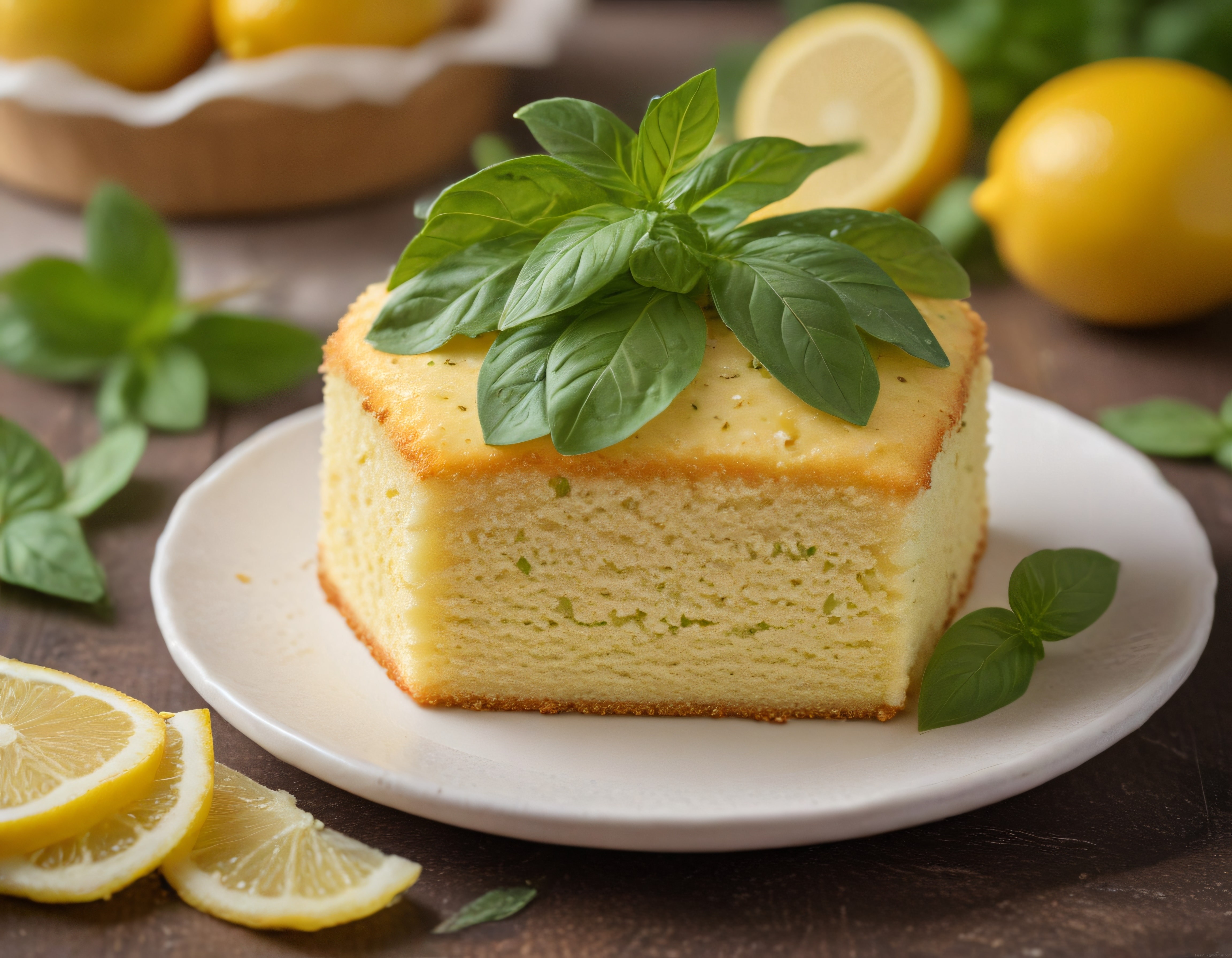 Limonlu ve Fesleğenli Yumuşacık Kek Dilimi: Taze ve Baharatlı Lezzet