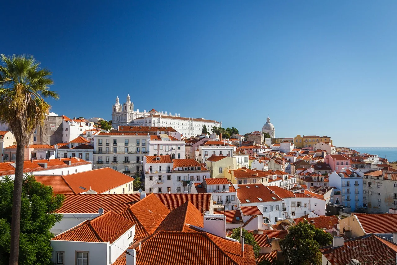 Lisbon şehir manzarası - Avrupa seyahat fotoğrafı