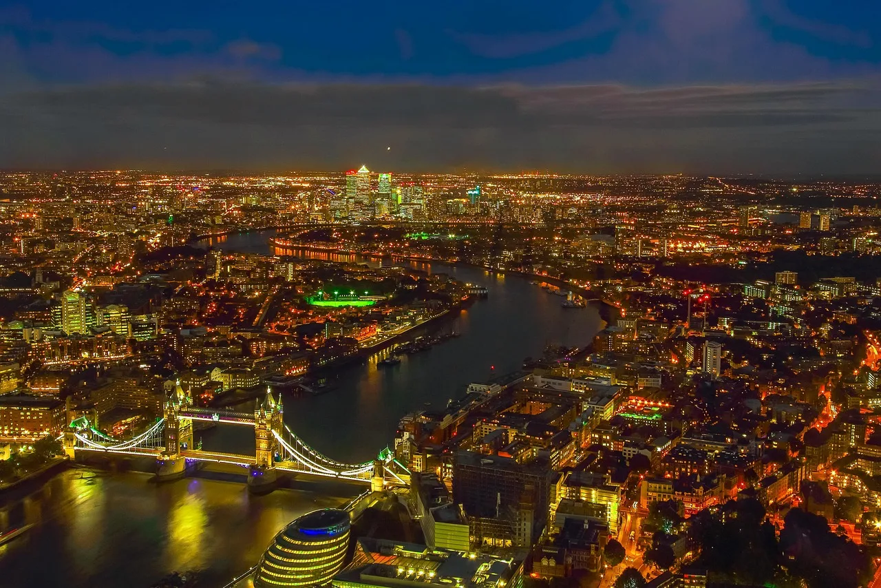 Londra şehir manzarası geniş panoramik görüntüsü