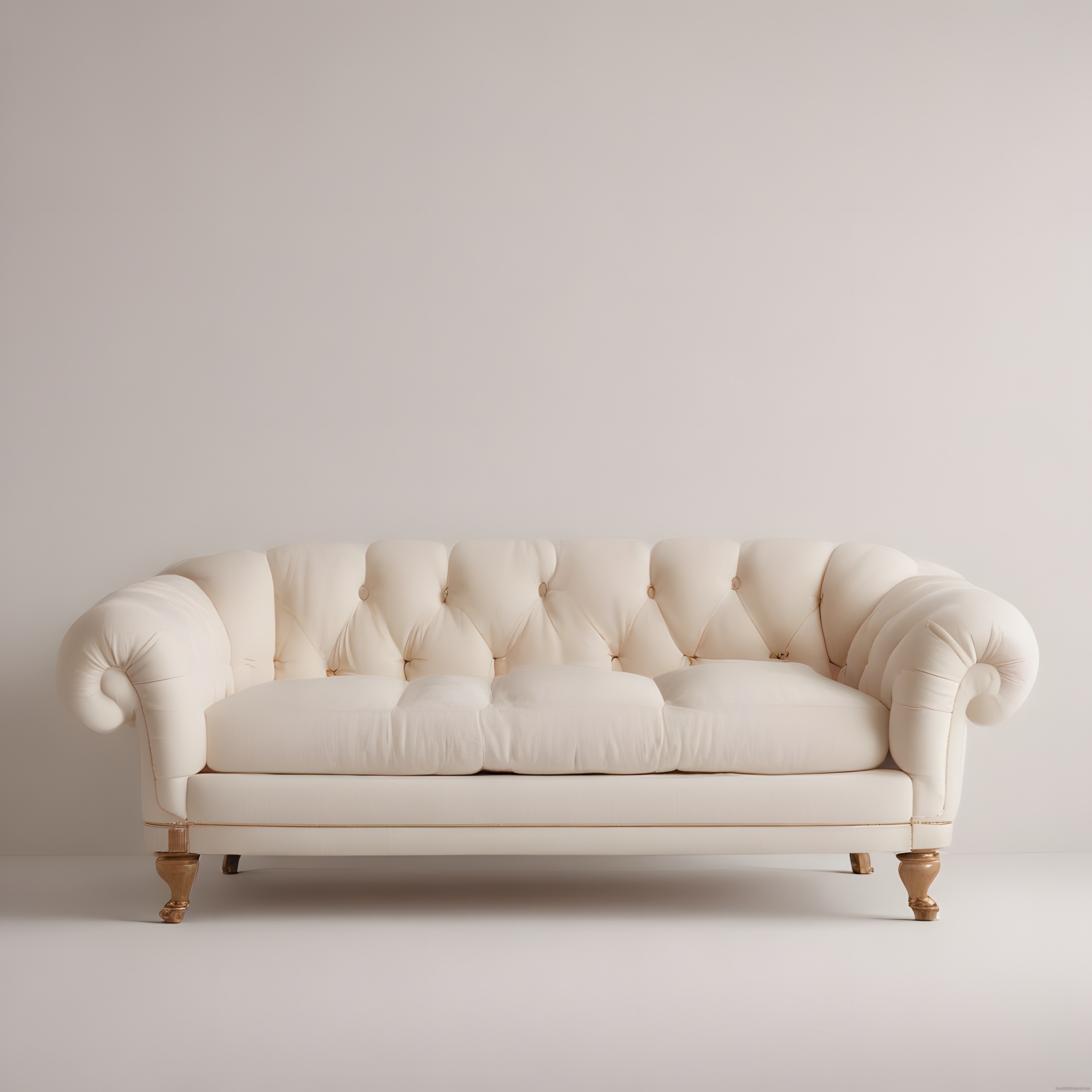 Lüks Beyaz Chesterfield Kapitone Koltuk ve Minimalist Stüdyo Arka Plan