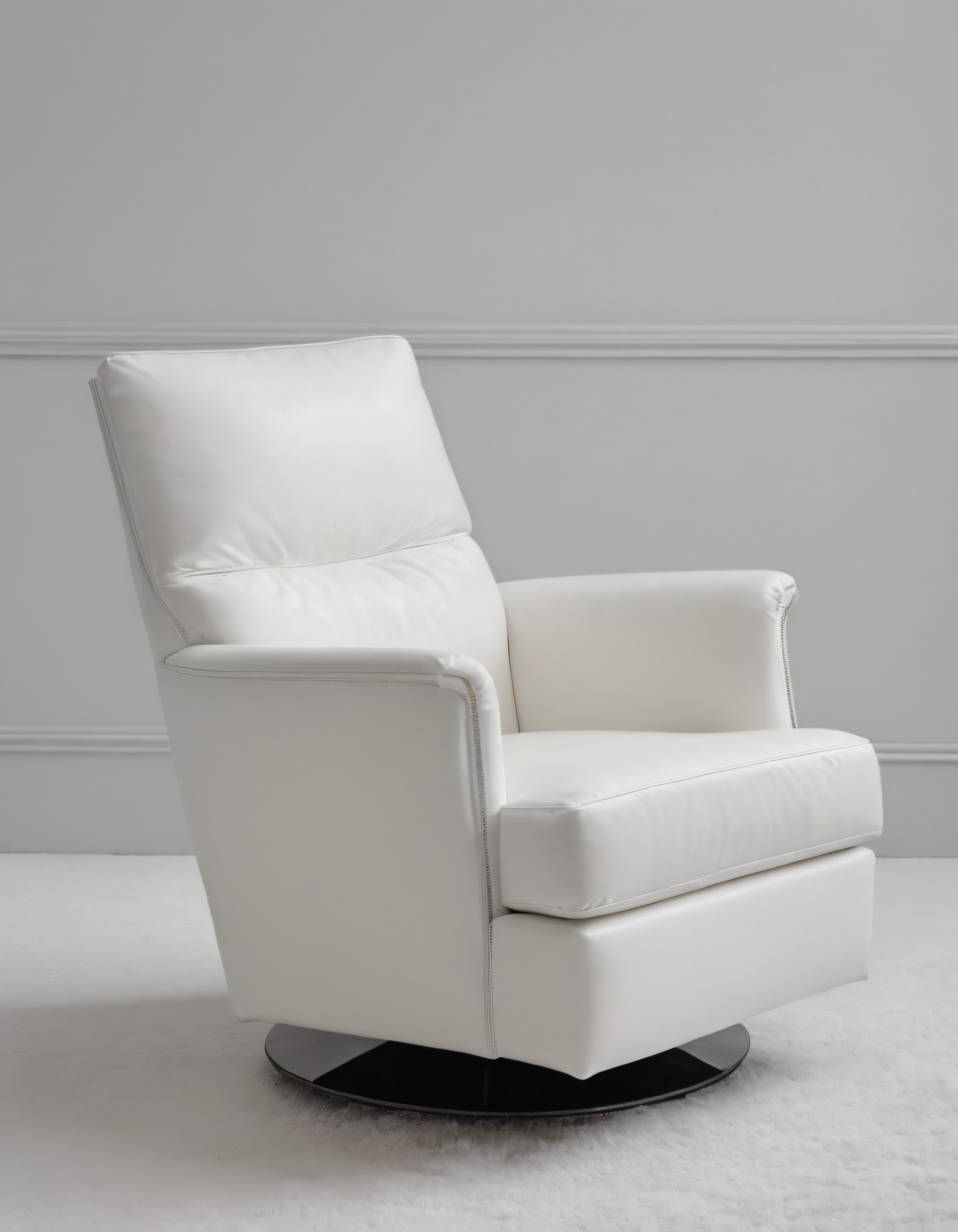 Lüks Beyaz Deri Döner Koltuk ile Modern ve Minimalist Salon Dekorasyonu