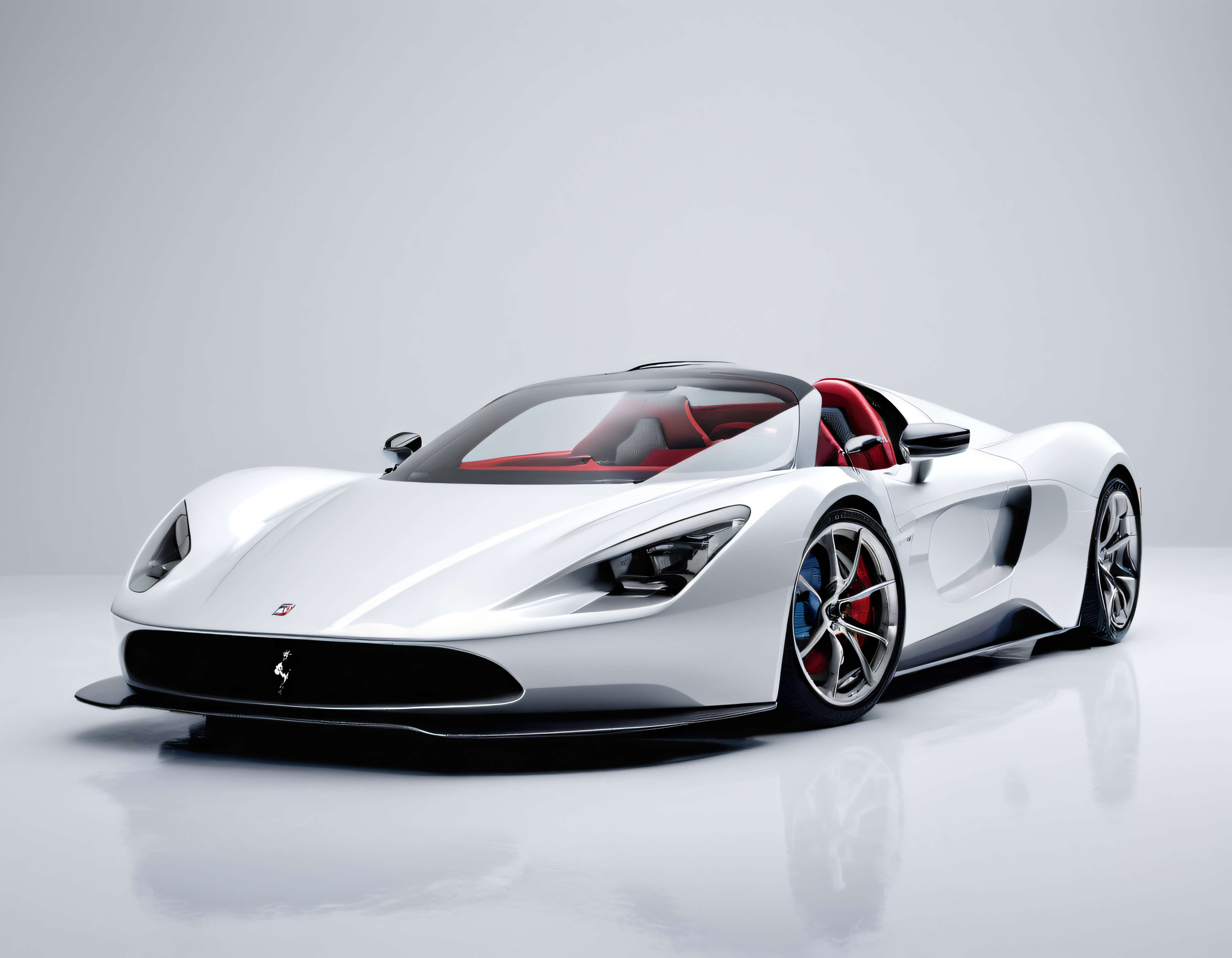 Lüks Beyaz Ferrari Spider Süper Spor Otomobil Premium Stüdyo Görseli