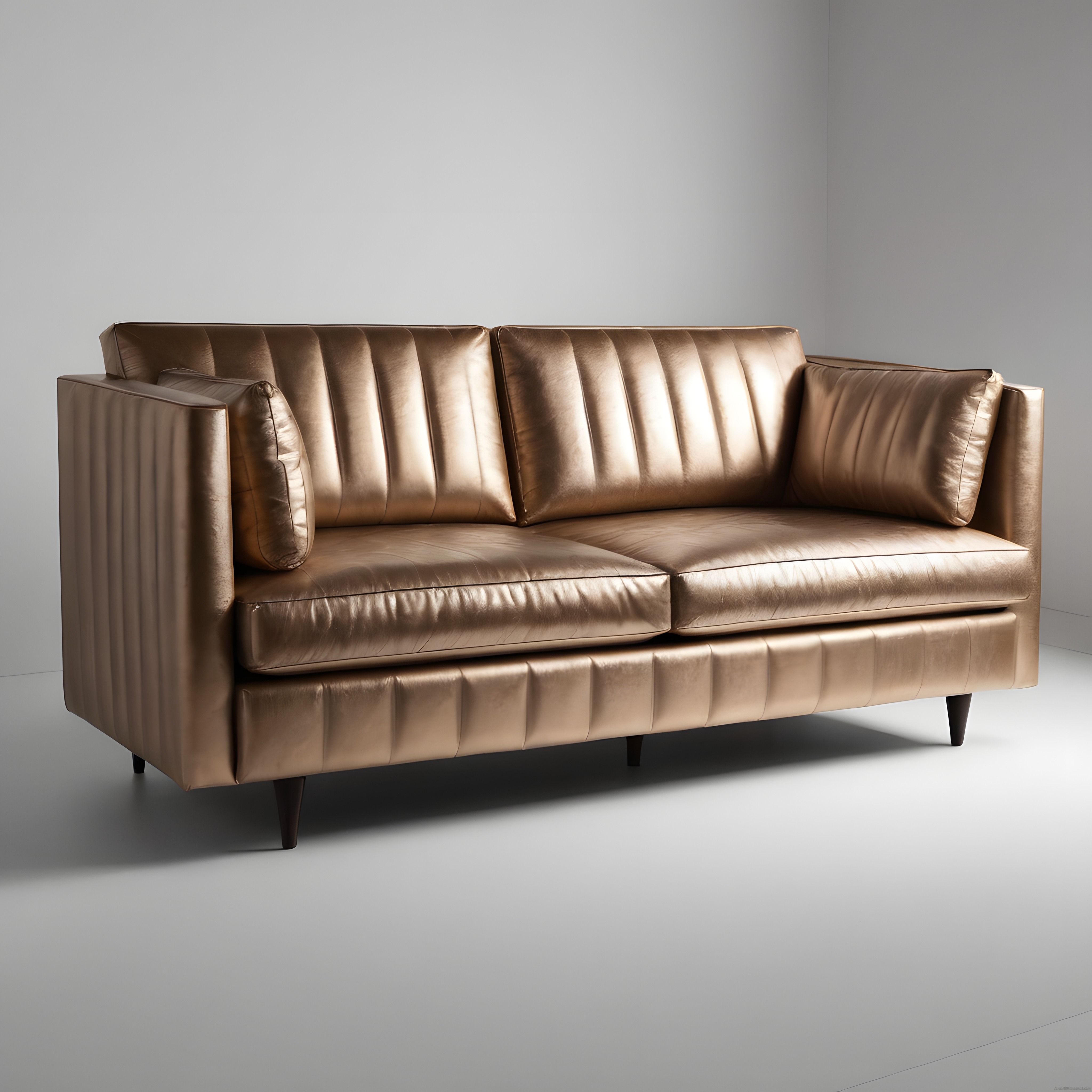 Lüks Bronz Kapitoneli Modern Üçlü Kanepe ile Minimalist Mekan Tasarımı