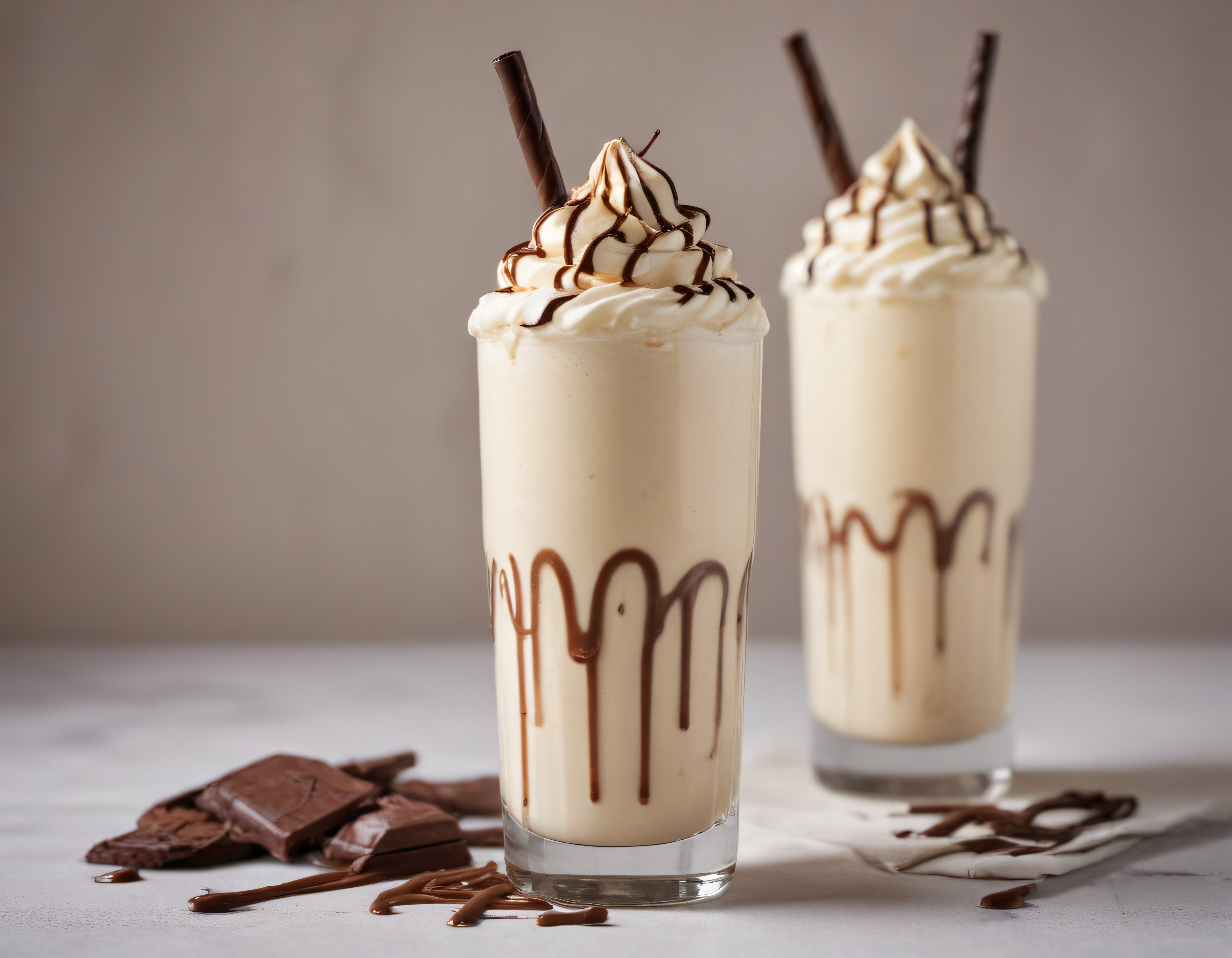 Lüks Çikolatalı Kremalı Soğuk Milkshake Bardakta Sunum ve İçecek