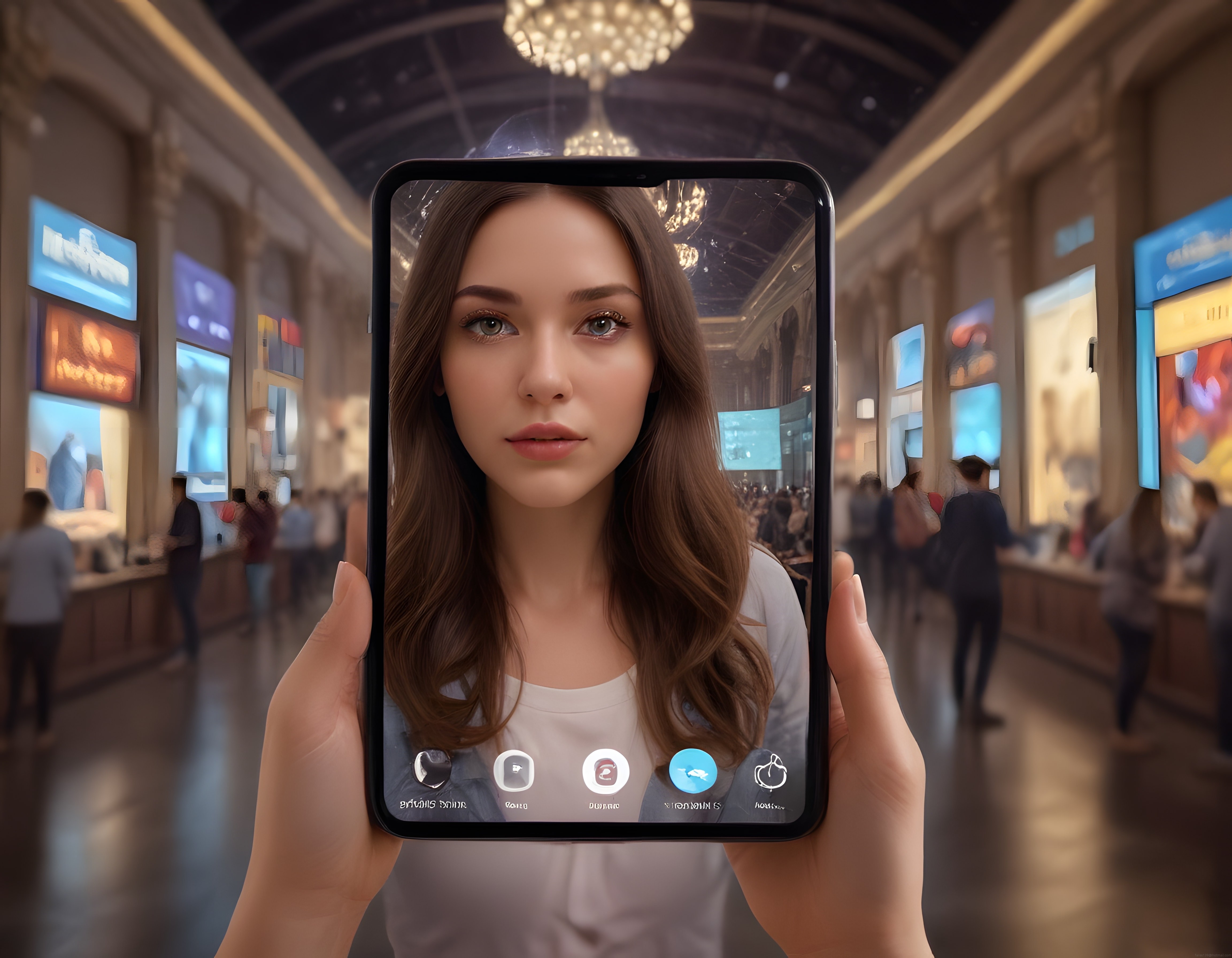 Lüks Fuayede Akıllı Telefonla Dijital Video Görüşmesi ve Modern İletişim