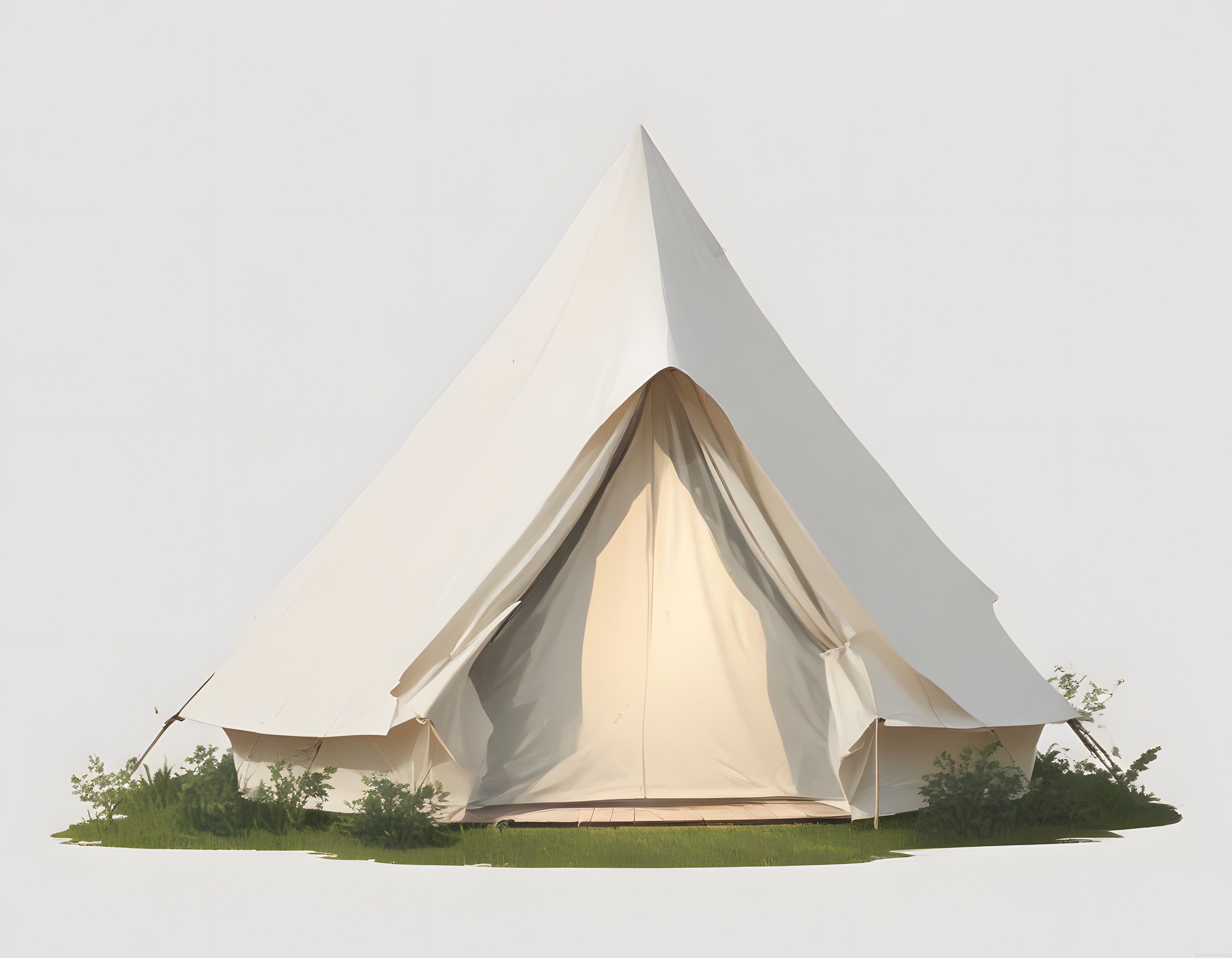 Lüks Krem Rengi Glamping Çadırı ve Doğayla Uyumlu Konforlu Kamp Alanı