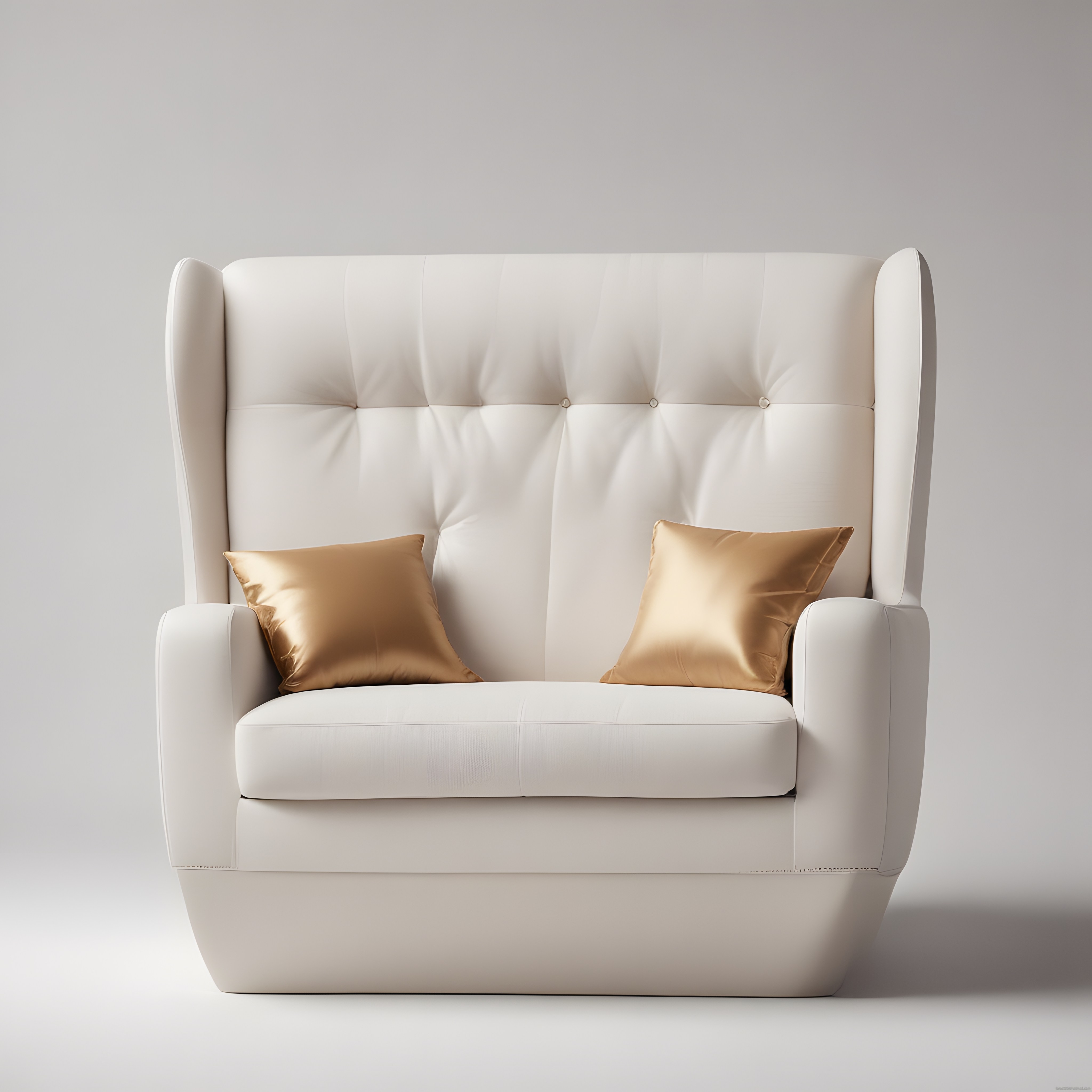 Lüks Minimalist Beyaz Kanepe ve Bronz Dekoratif Yastıkların Şık Sunumu