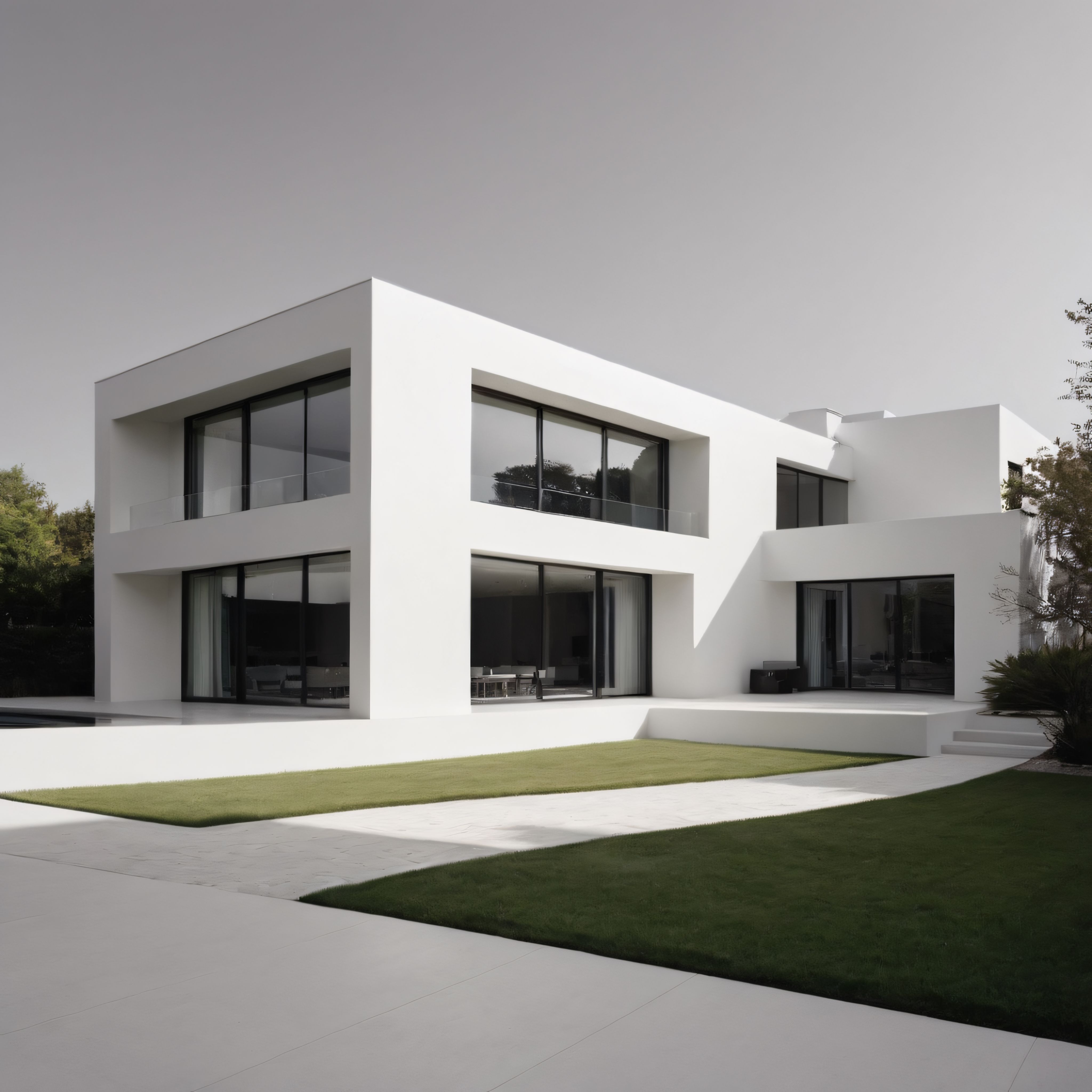 Lüks Minimalist Konut: Geniş Cam Cephe ve Geometrik Formların Estetiği