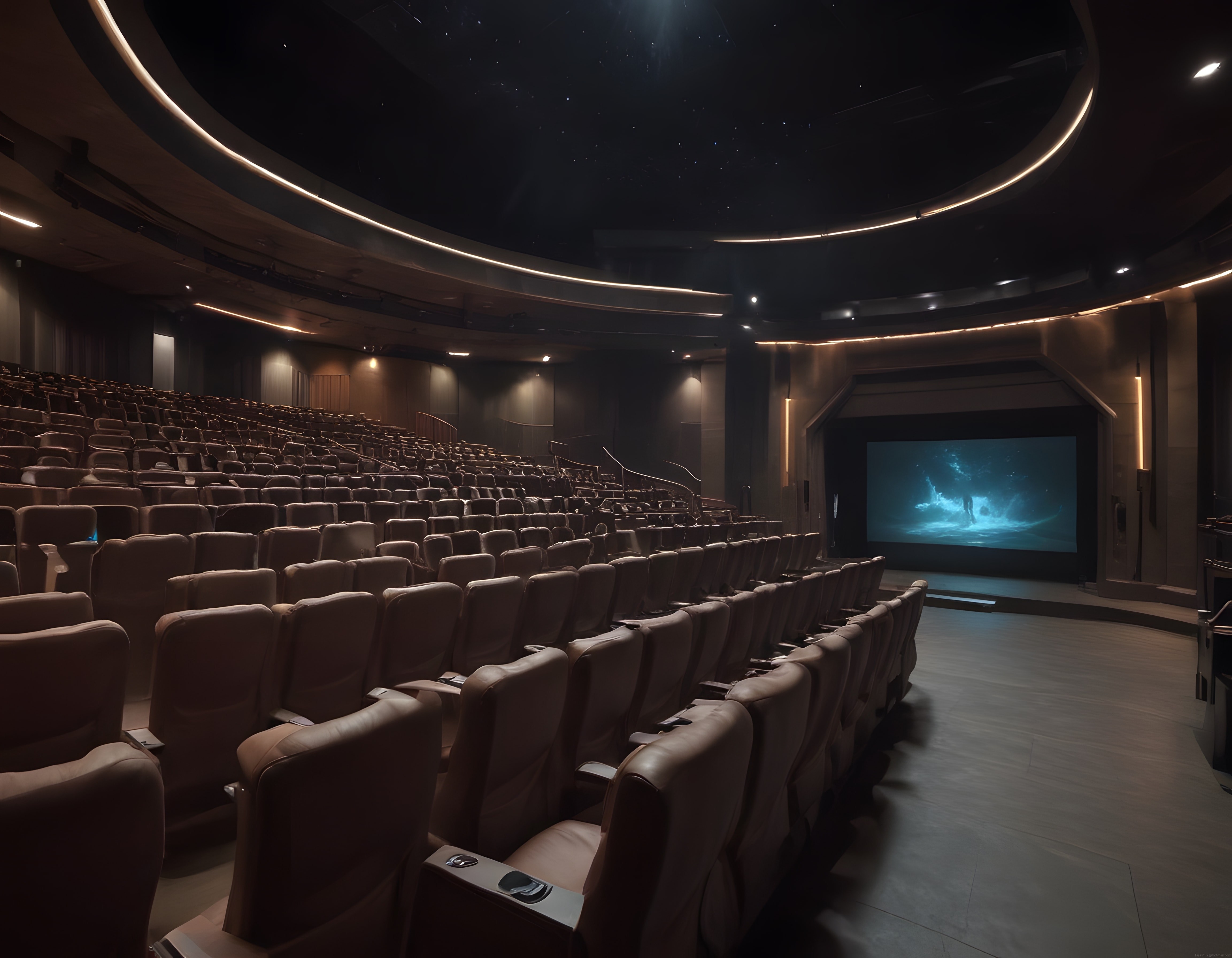 Lüks Sinema Salonunda Yıldızlı Tavan ve Deri Koltuklarla Büyüleyici Ambiyans