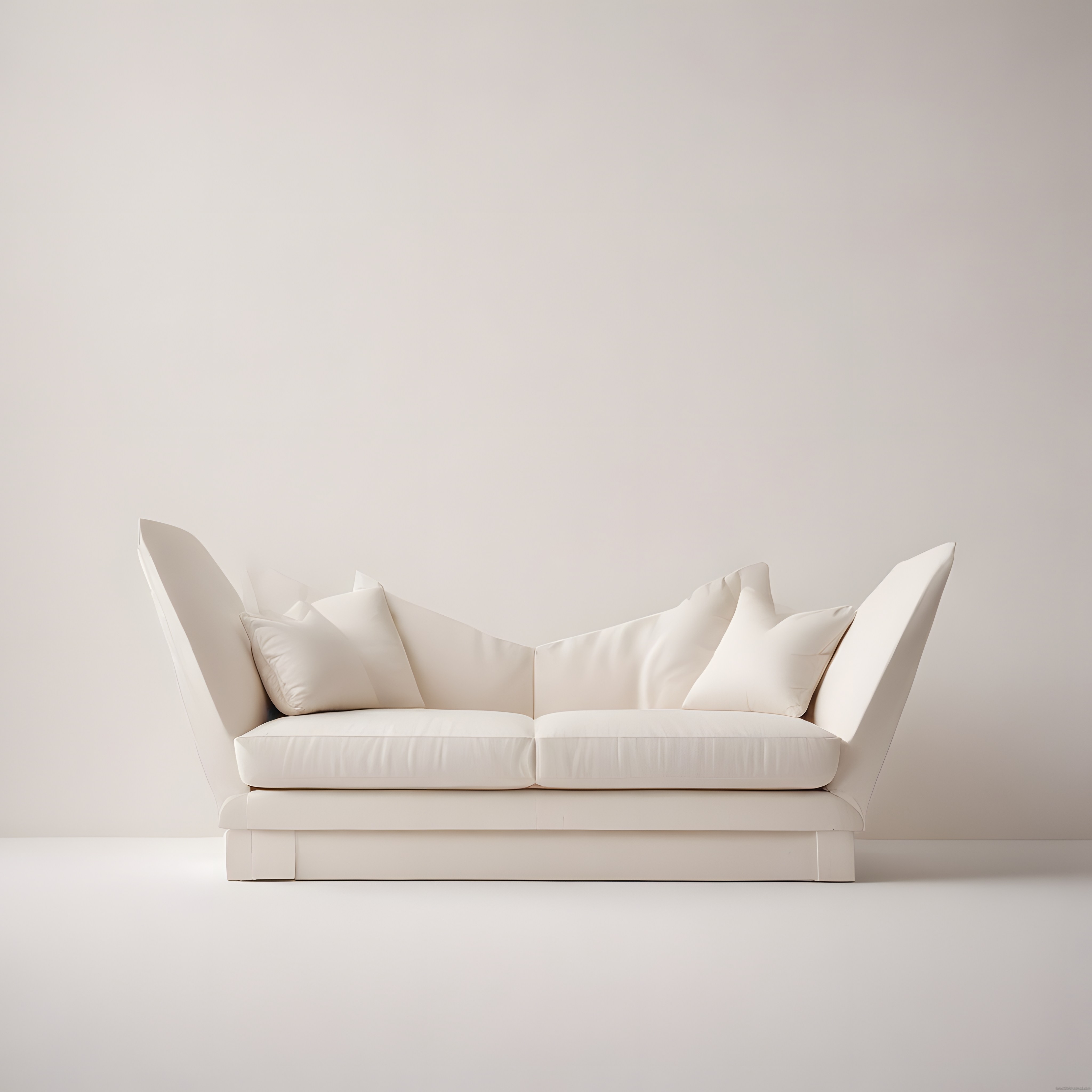 Lüks ve Modern Asimetrik Beyaz Kanepe ile Minimalist Salon Dekorasyon Fikri