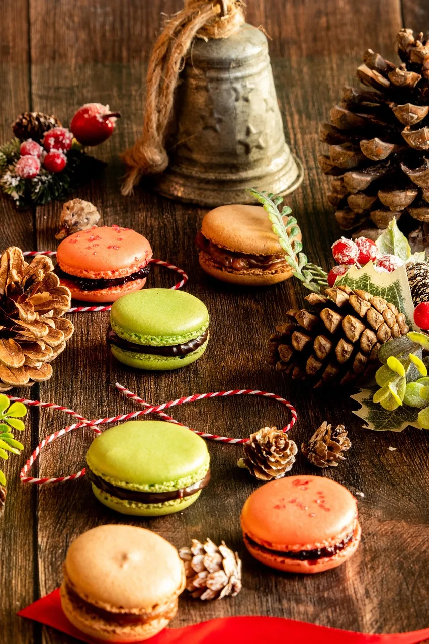 Macaron ve çikolatalı kış tatlıları - renkli atıştırmalık