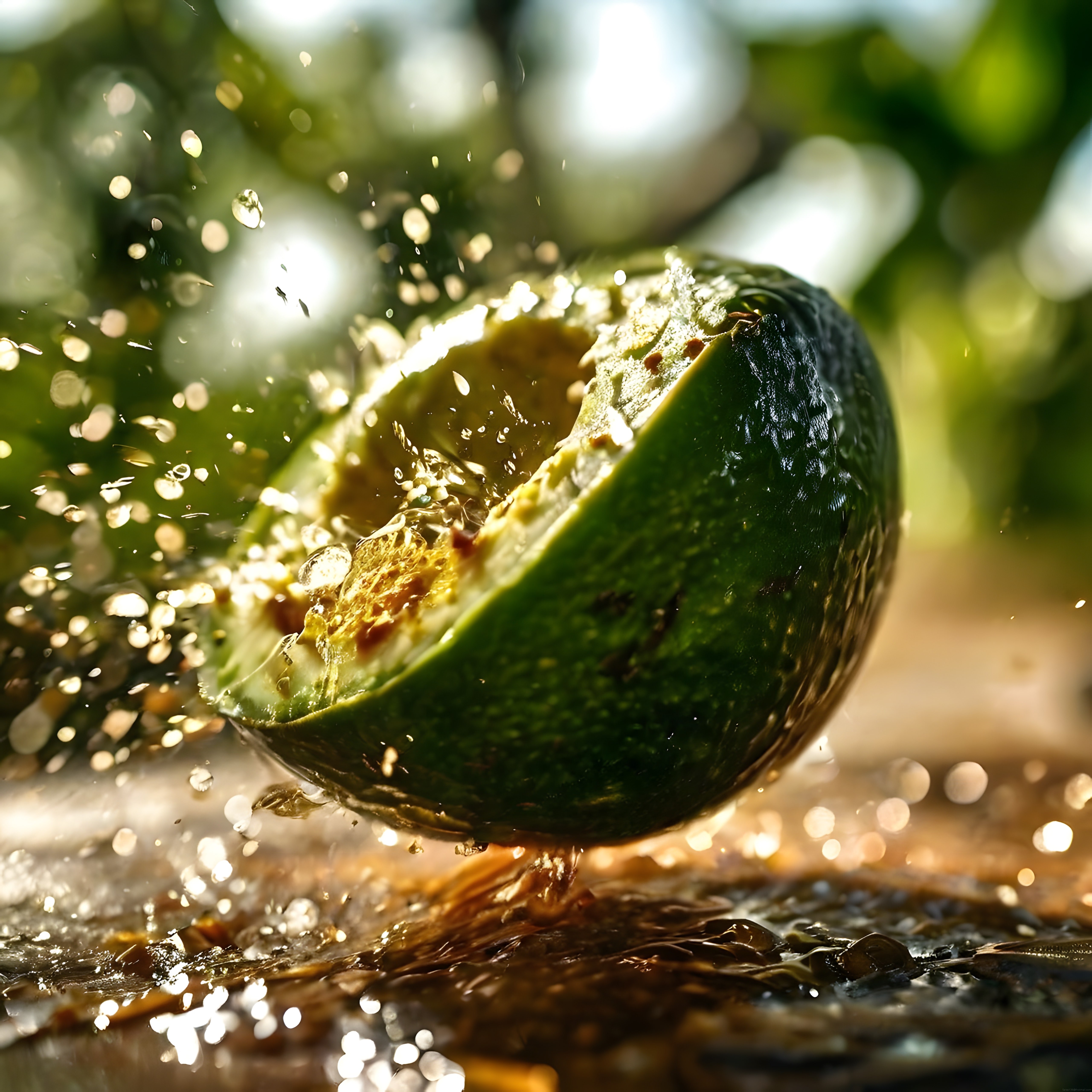 Makro Çekimde Sıçrayan Su Damlalarıyla Taze Yeşil Limonun Canlı Detayı