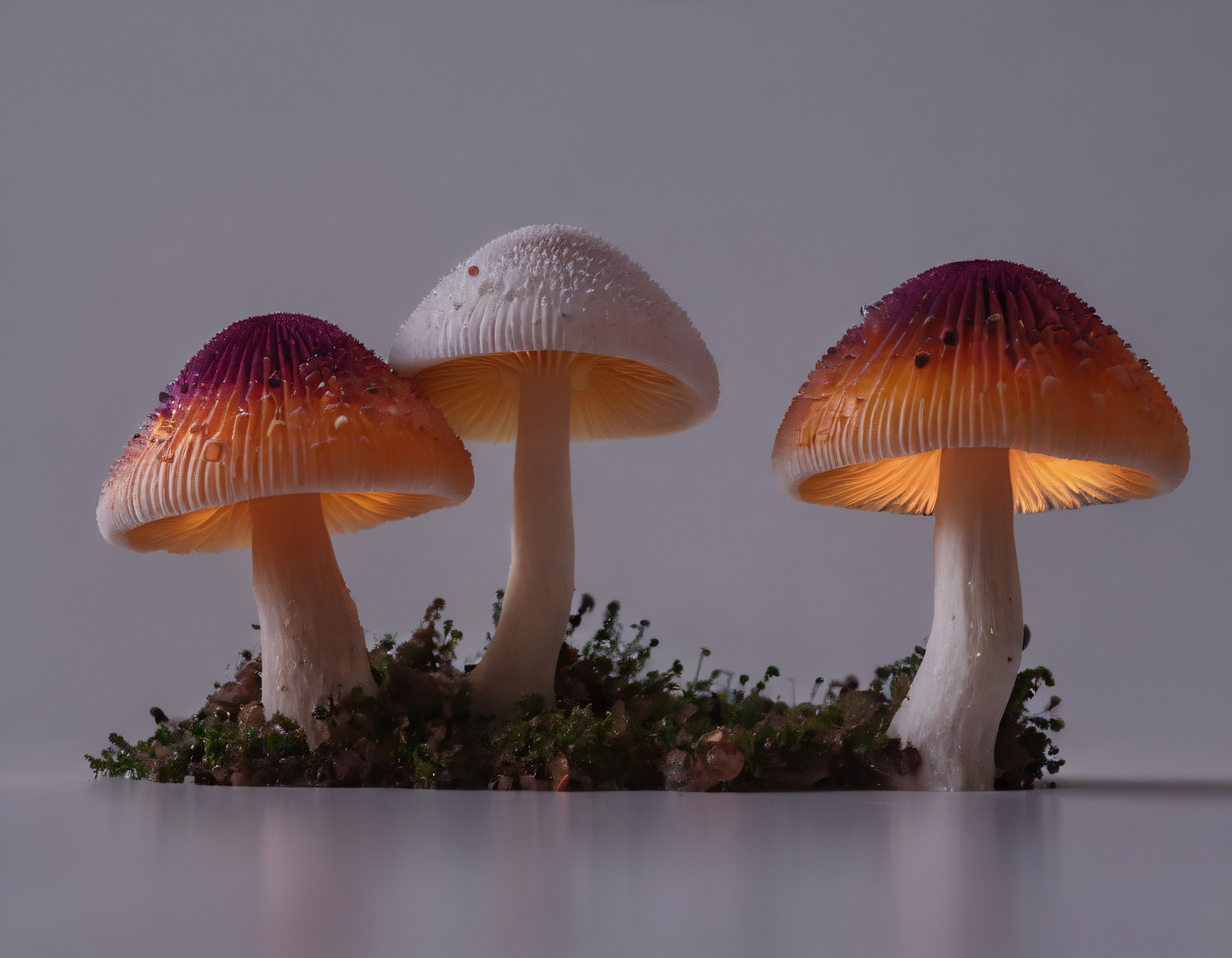 Makro Fotoğrafta Işıldayan Üç Renkli Mantar ve Büyüleyici Doğa Detayları