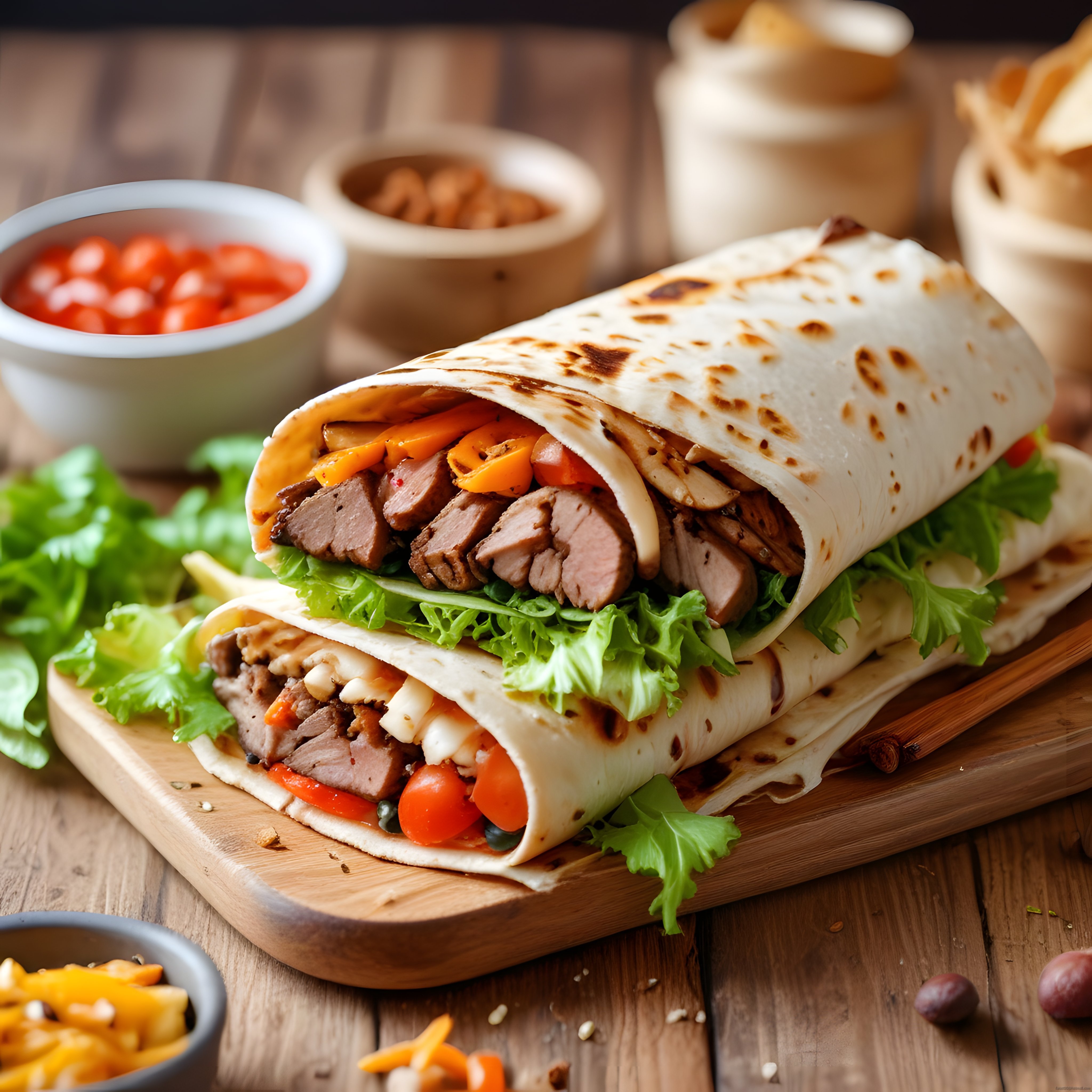Mangal Etli ve Taze Sebzelerle Dolu Tortilla Wrap: Besleyici ve Pratik
