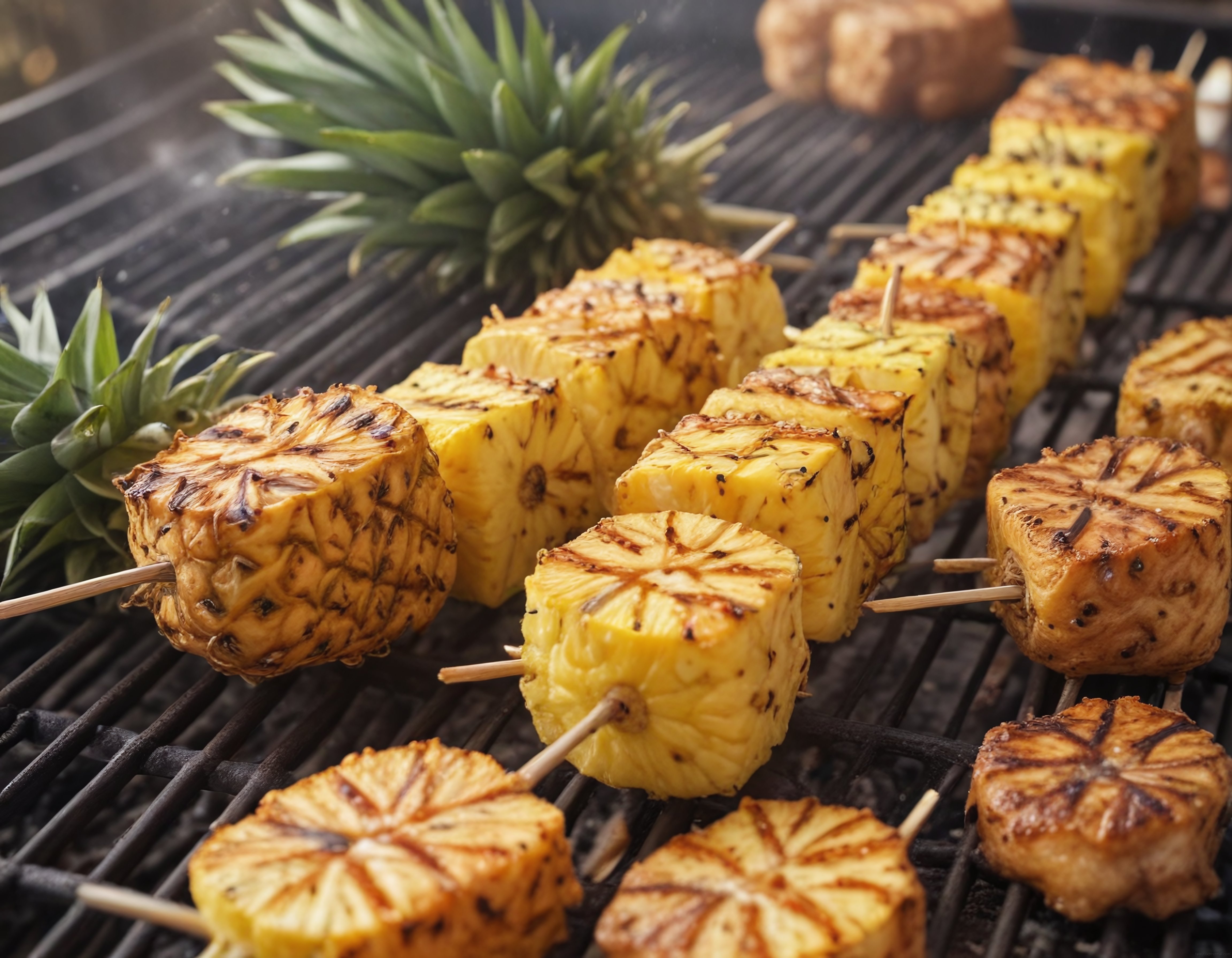 Mangalda Karamelize Ananas Şişleri: Tropikal Izgara Lezzeti ve Sunum