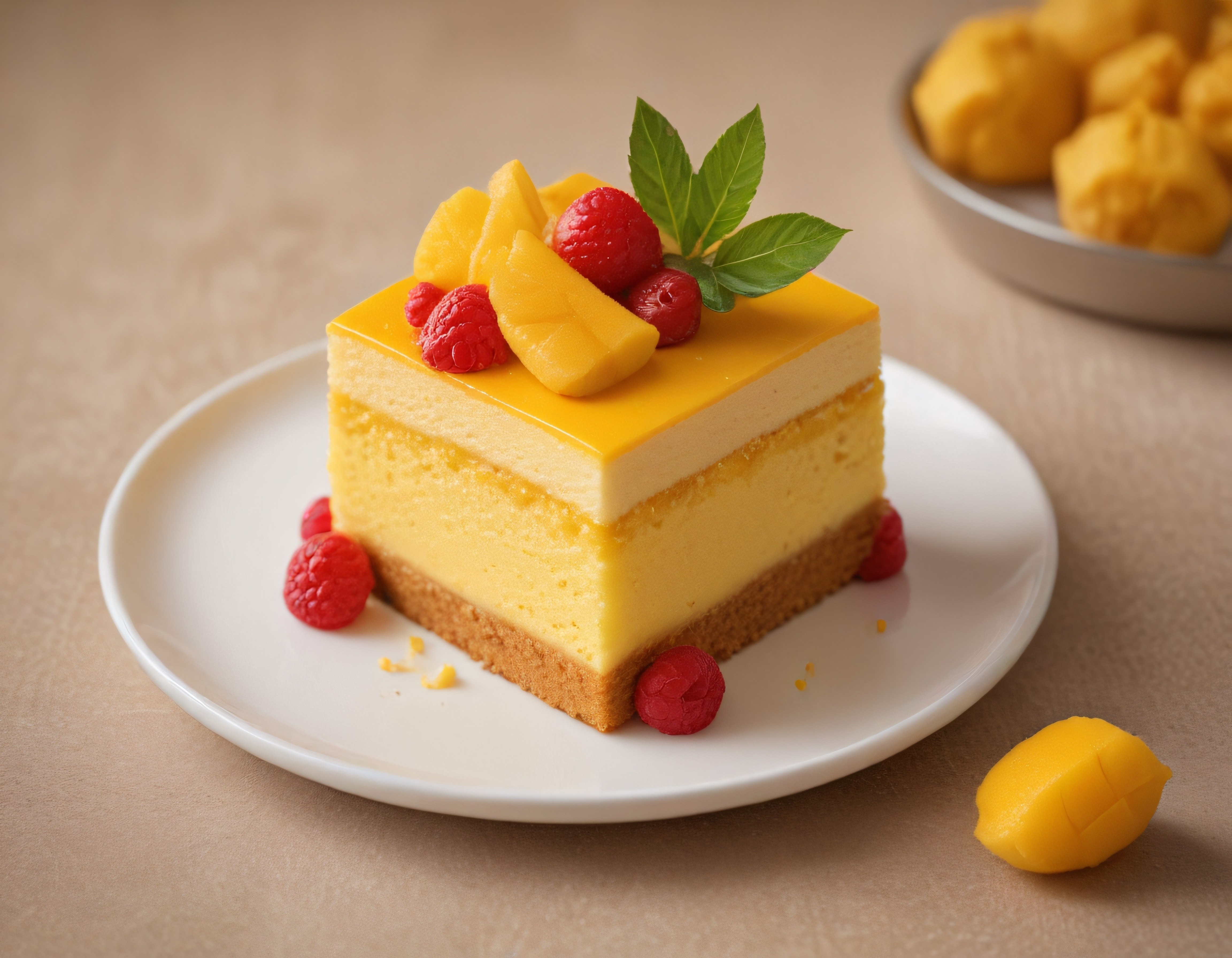 Mango Cheesecake Dilimi: Tropikal Meyveli ve Kremsi Dokulu Tatlı Keyfi