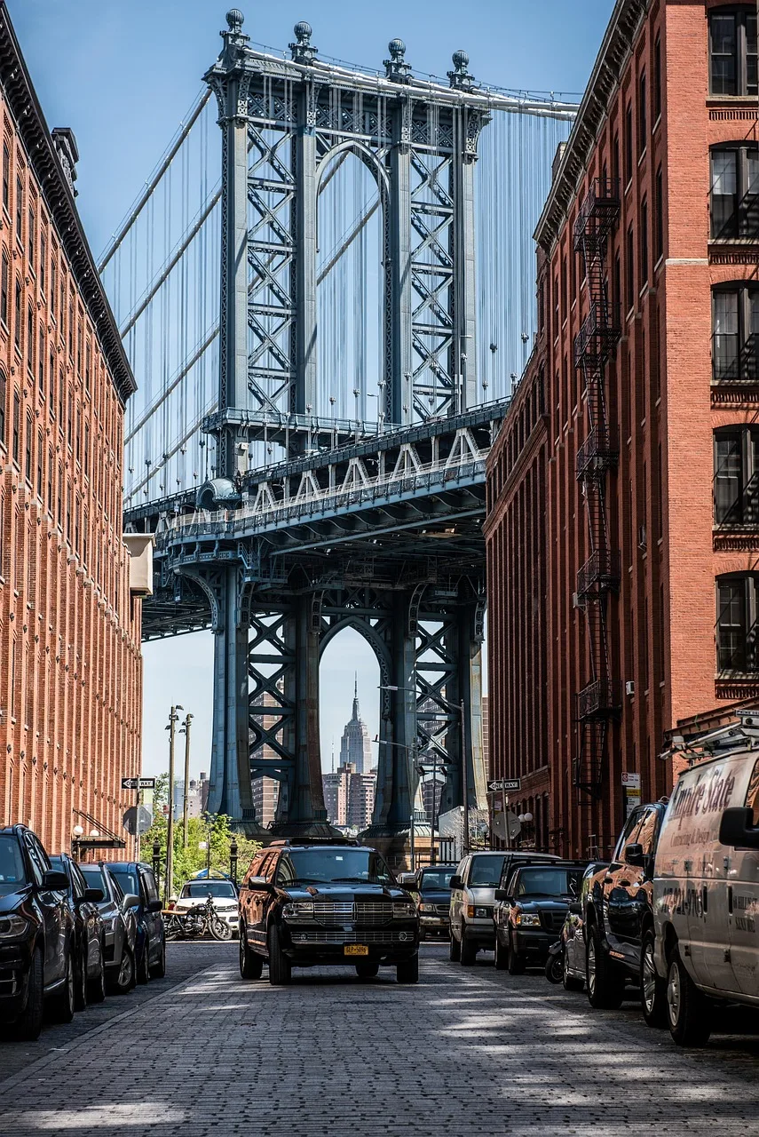 Manhattan köprüsü silueti - New York şehir manzarası