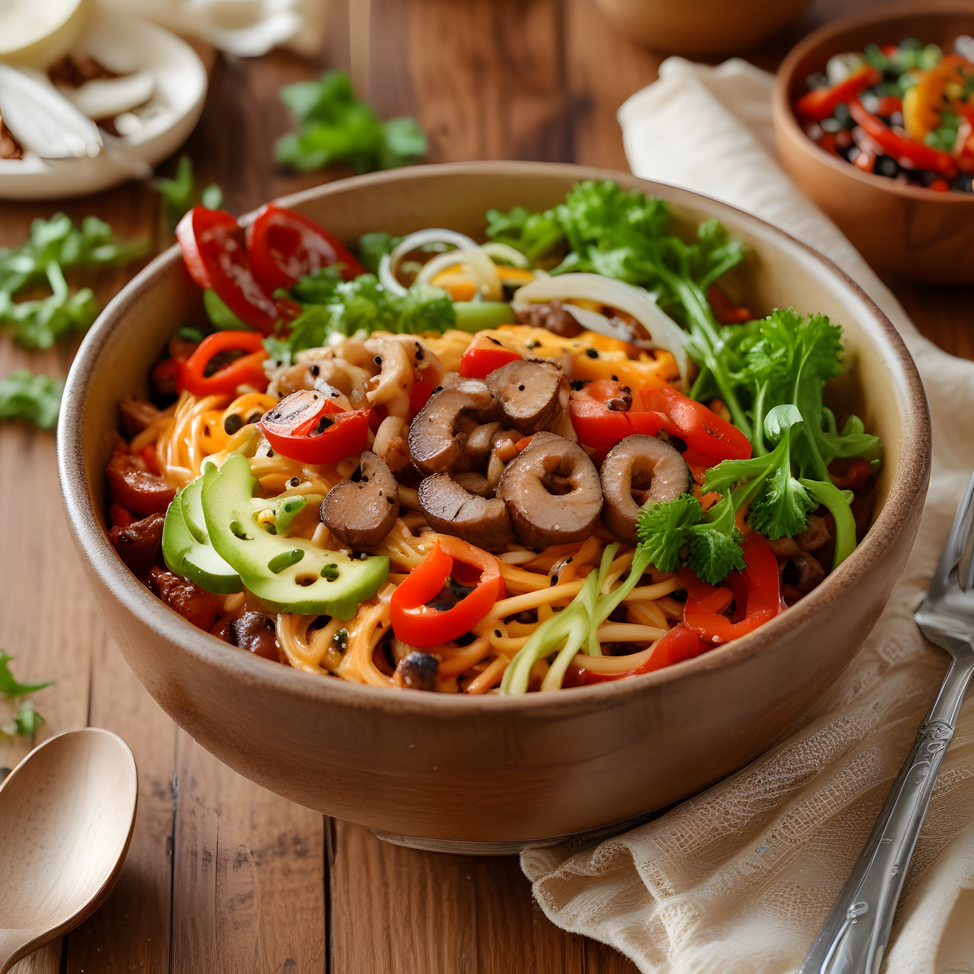 Mantar ve Avokadolu Noodle Kasesi: Pratik ve Besleyici Akşam Yemeği