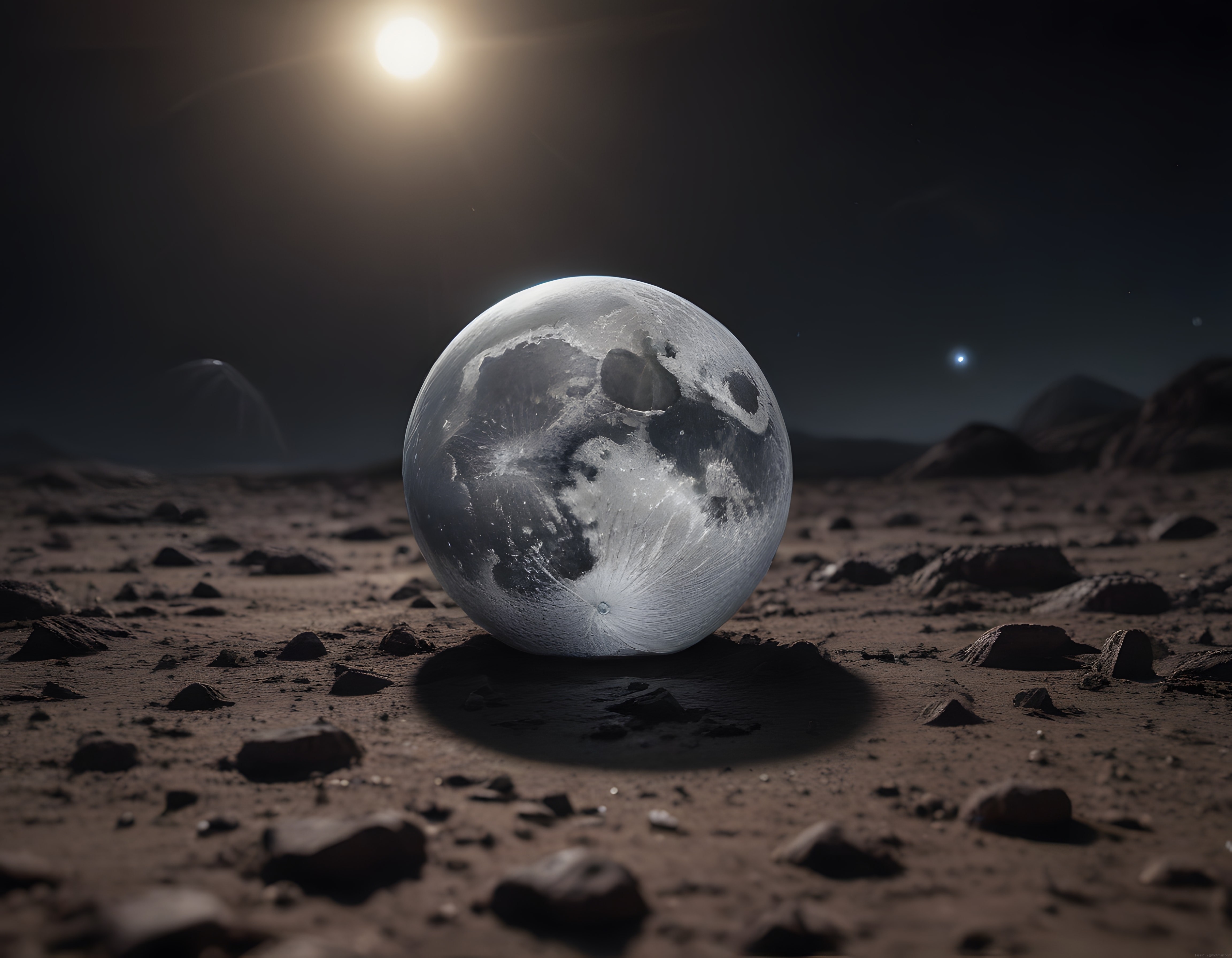 Mars Yüzeyinde Parıldayan Ay Küresi ve Uzayın Gizemli Derinlikleri
