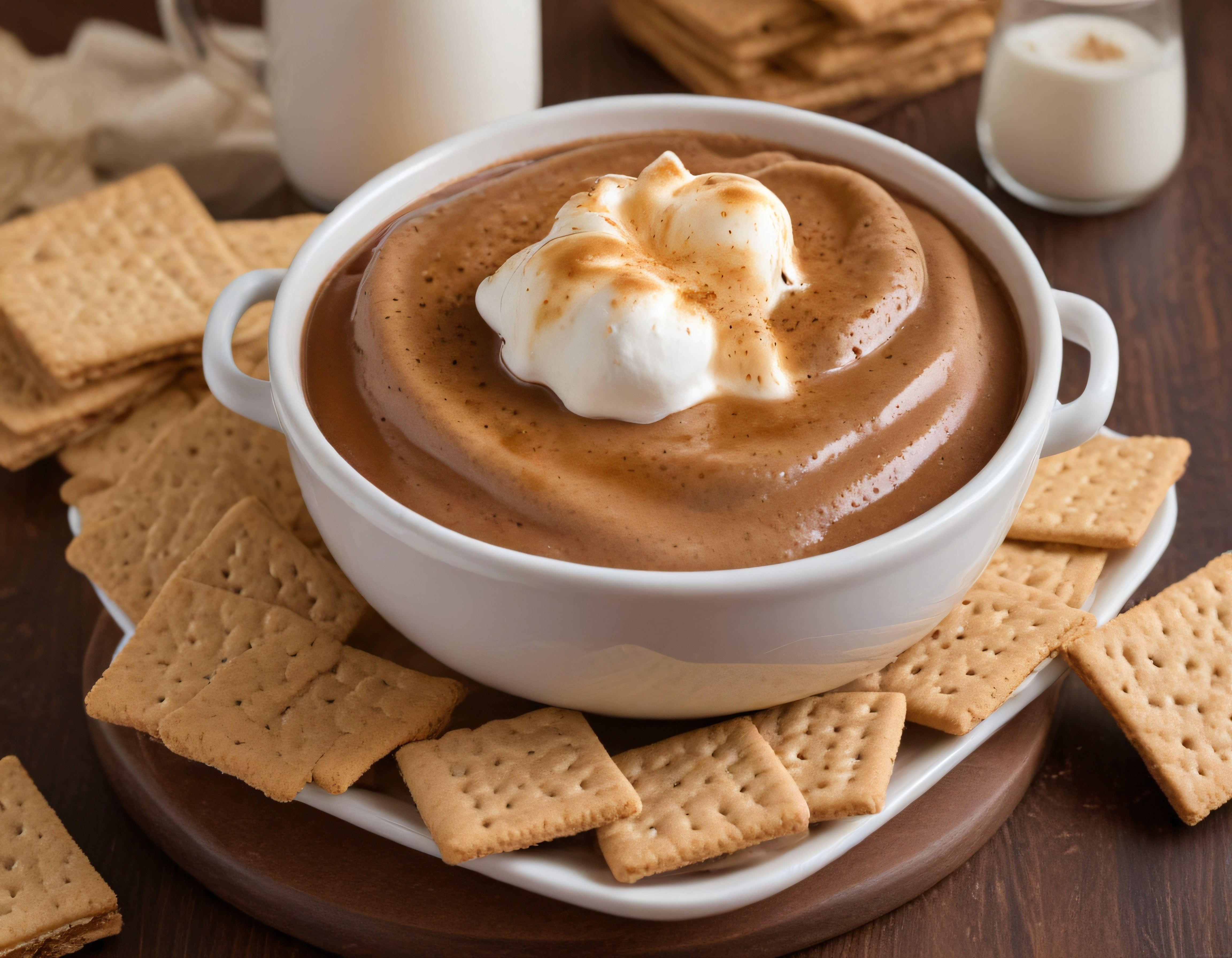 Marshmallowlu Çikolatalı Dip ve Tuzlu Krakerlerle Nefis Sunum