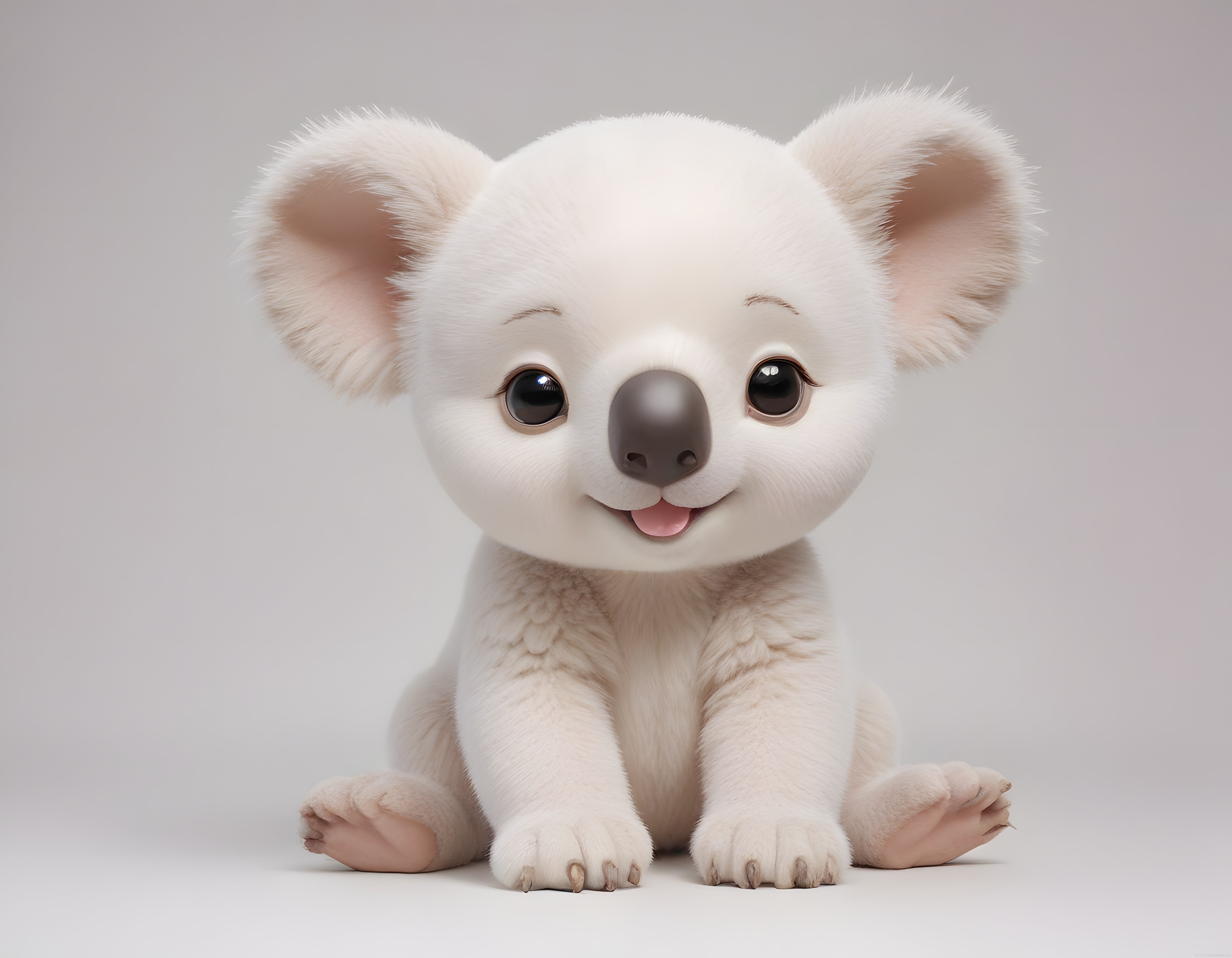 Masalsı Beyaz Tüylü Sevimli Koala Yavrusunun Duygusal 3D Portresi