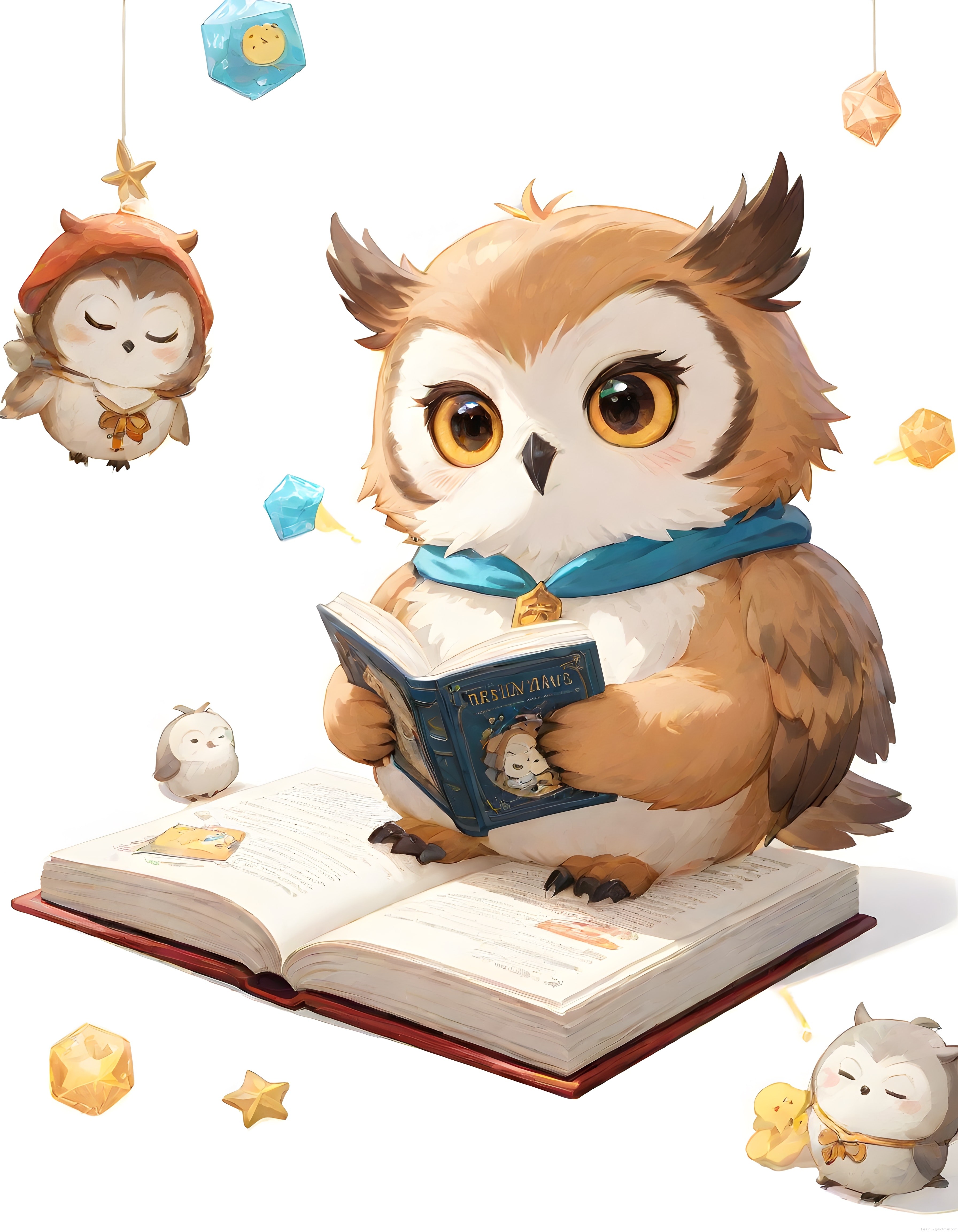 Masalsı Ormanda Kitap Okuyan Sevimli Baykuş ve Küçük Dostlarının Fantastik Macerası
