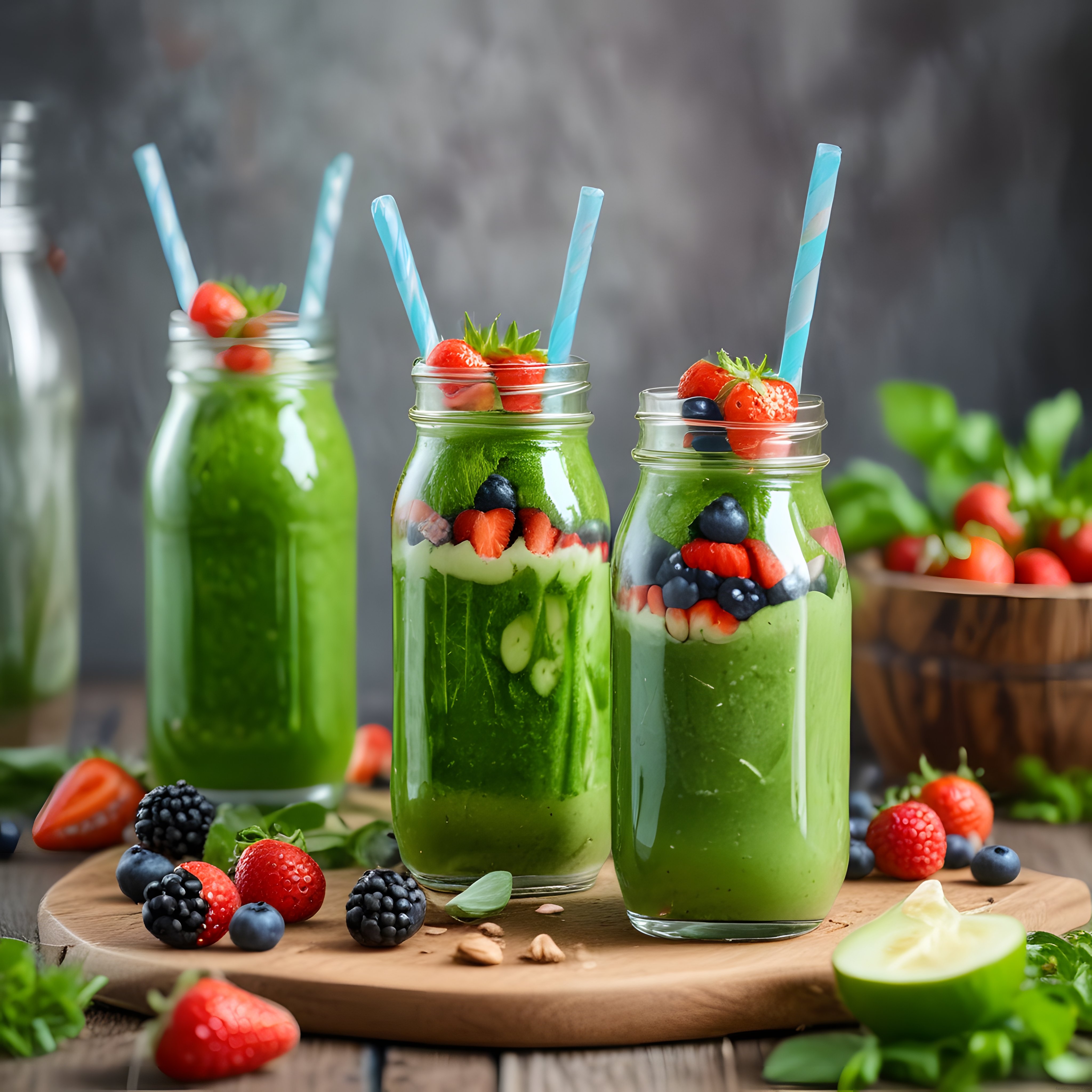 Mason Kavanozda Yeşil Smoothie ve Orman Meyveleriyle Sağlıklı Kahvaltı Keyfi