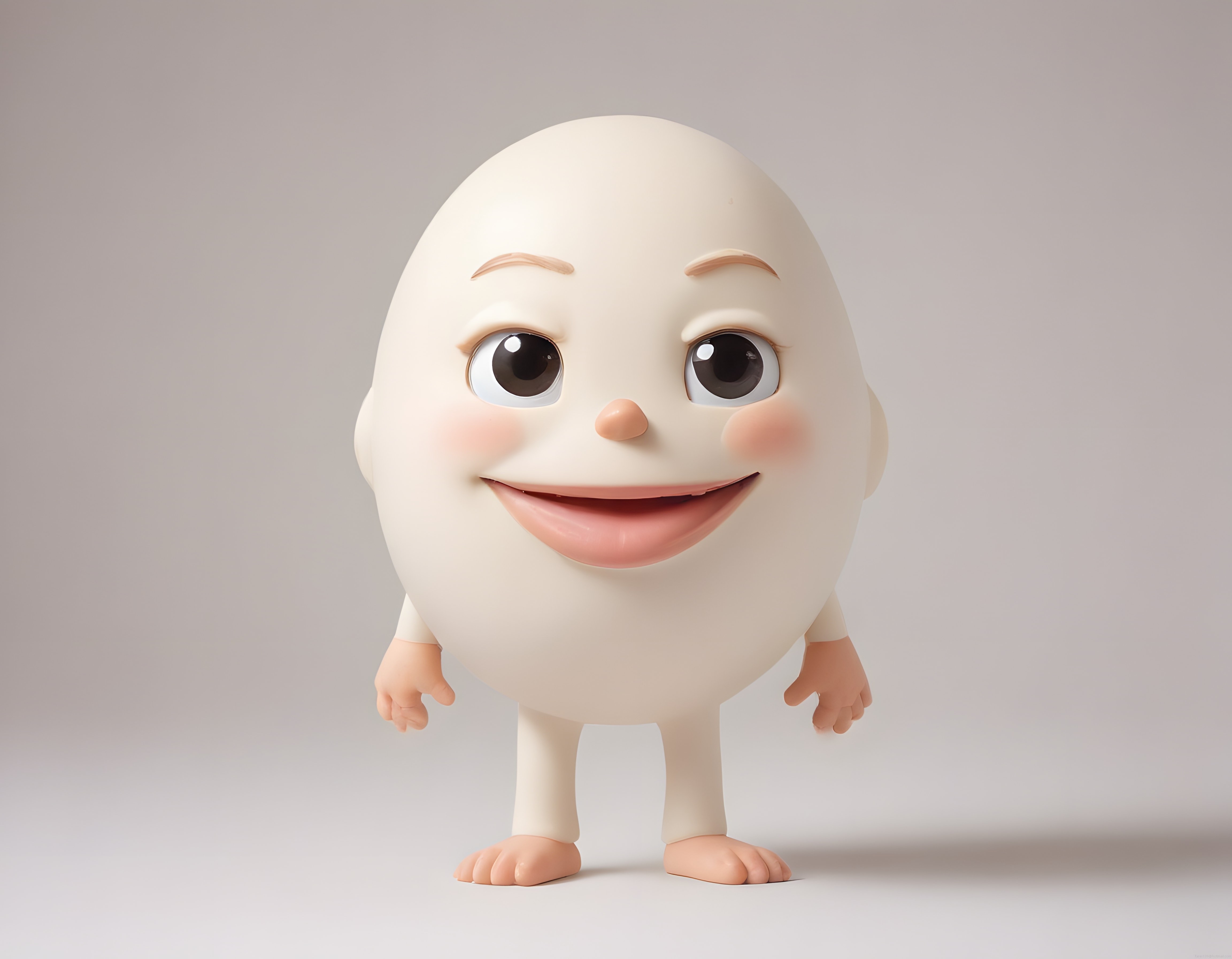 Masum Bakışlı Gülümseyen 3D Yumurta Karakteri ve Sevimli Animasyon Tasarımı