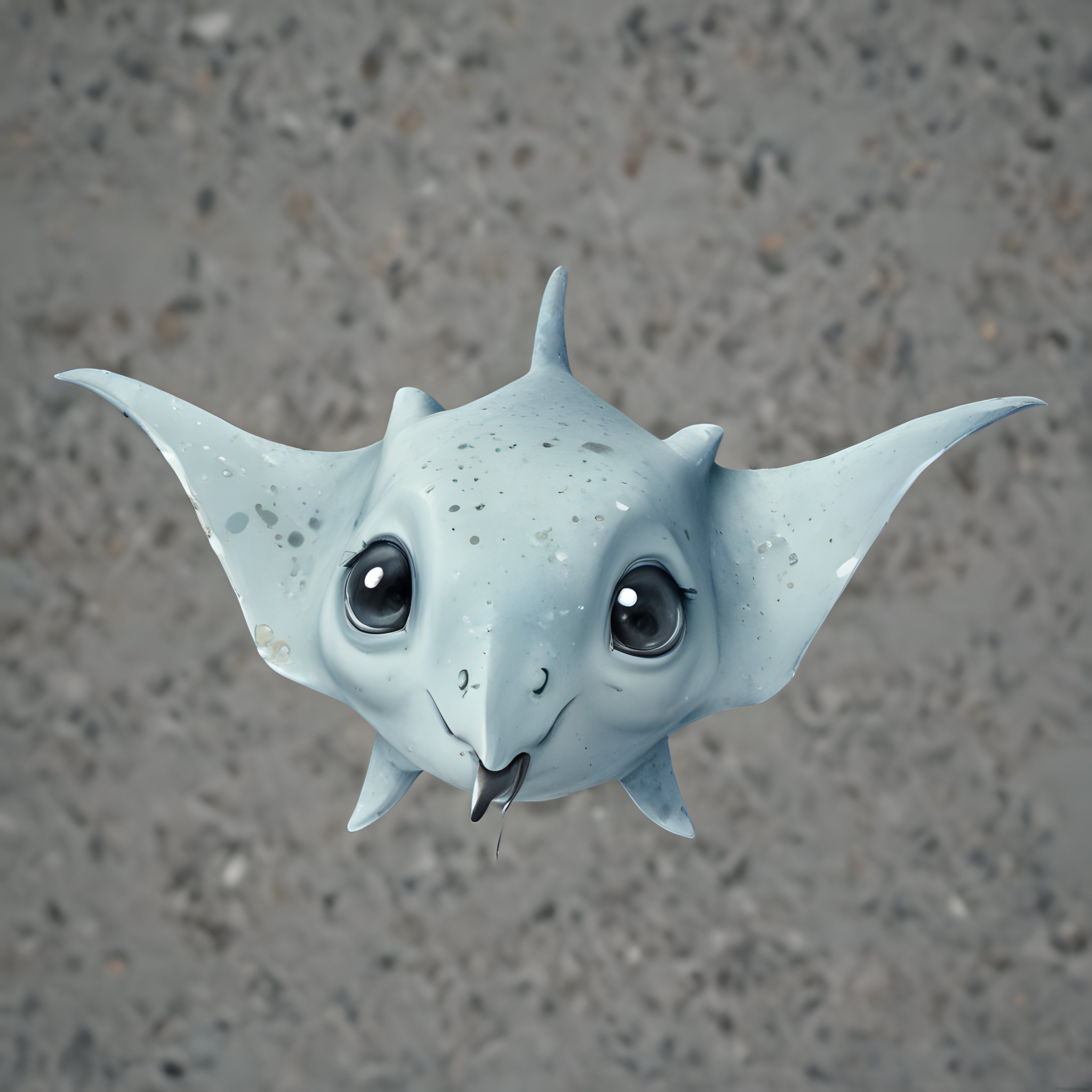 Masum Bakışlı Mavi Fantastik Deniz Yaratığı 3D Dijital Sanat Tasarımı