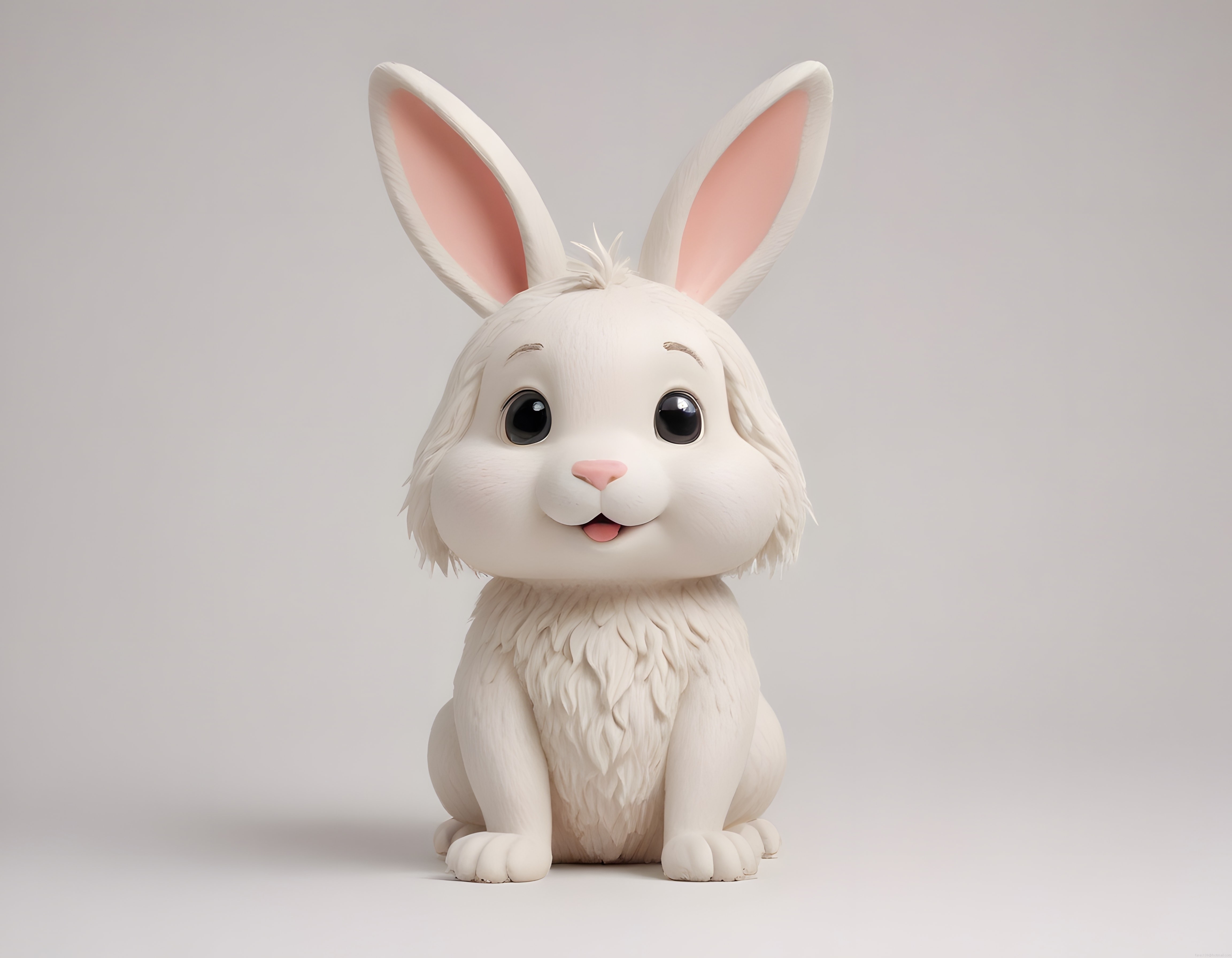 Masum Bakışlı Sevimli Beyaz Tavşan 3D Karakter Tasarımı ve Modeli