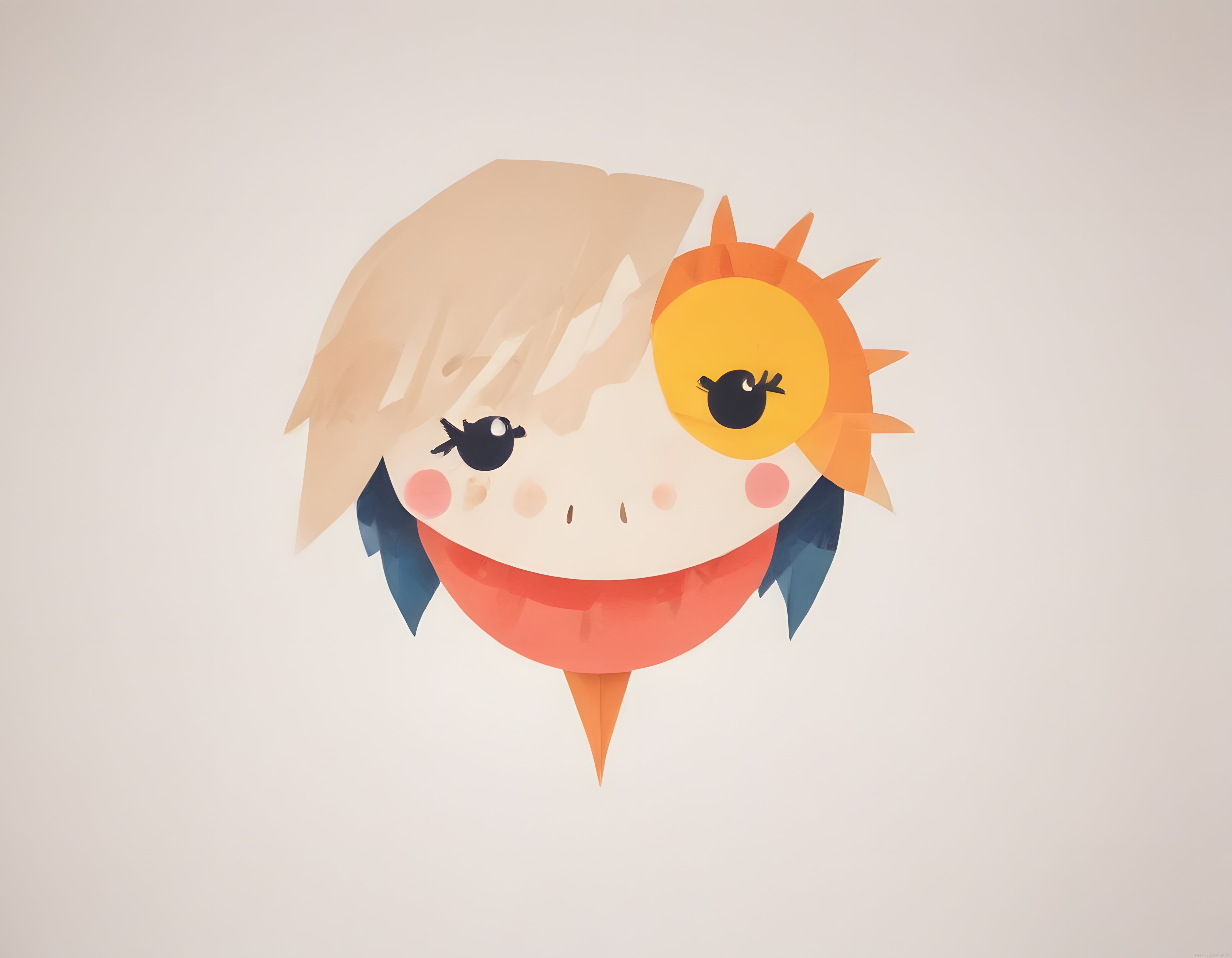 Masum Güneş ve Ayı Temsil Eden Sevimli Kawaii Karakter İllüstrasyonu
