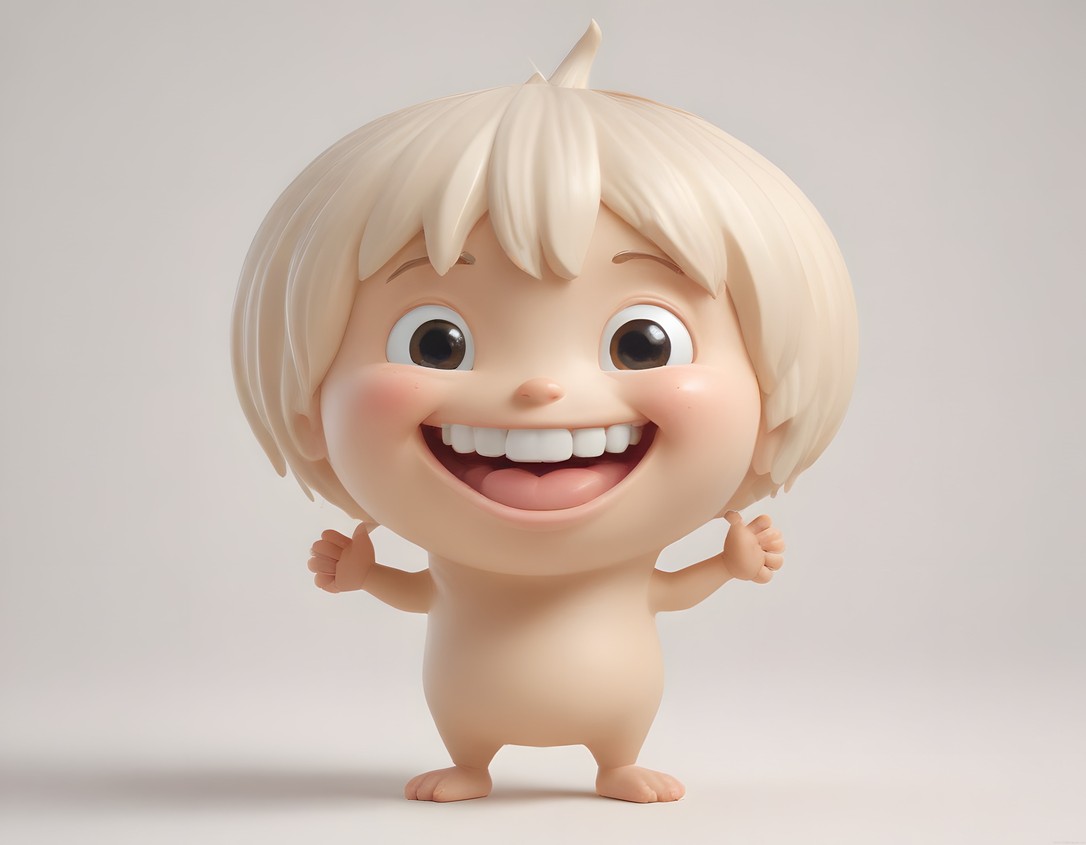 Masum ve Neşeli 3D Chibi Çizgi Karakterin Sevimli Dijital Tasarımı