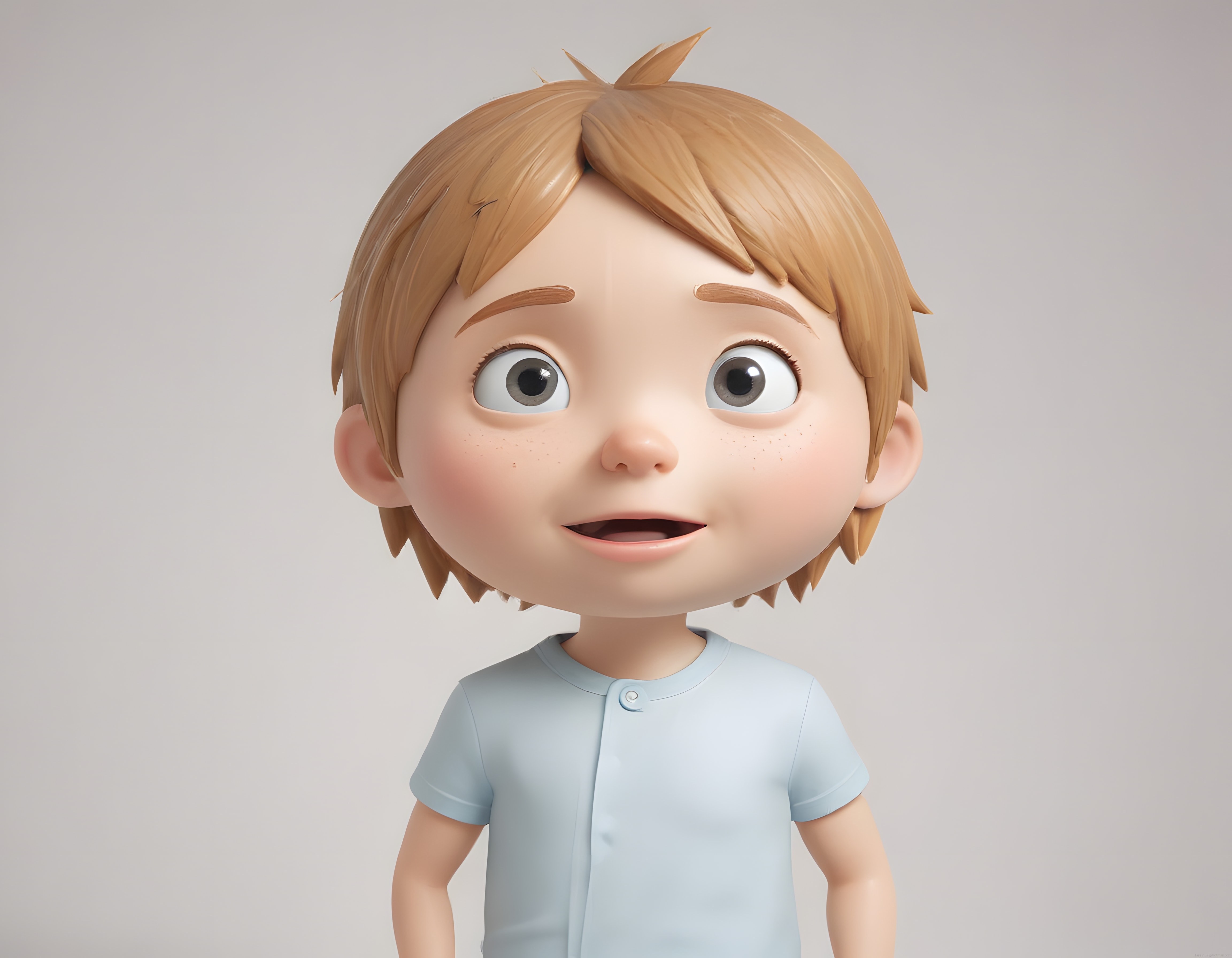 Masum ve Sevimli 3D Animasyon Erkek Çocuk Karakteri Portre Çalışması