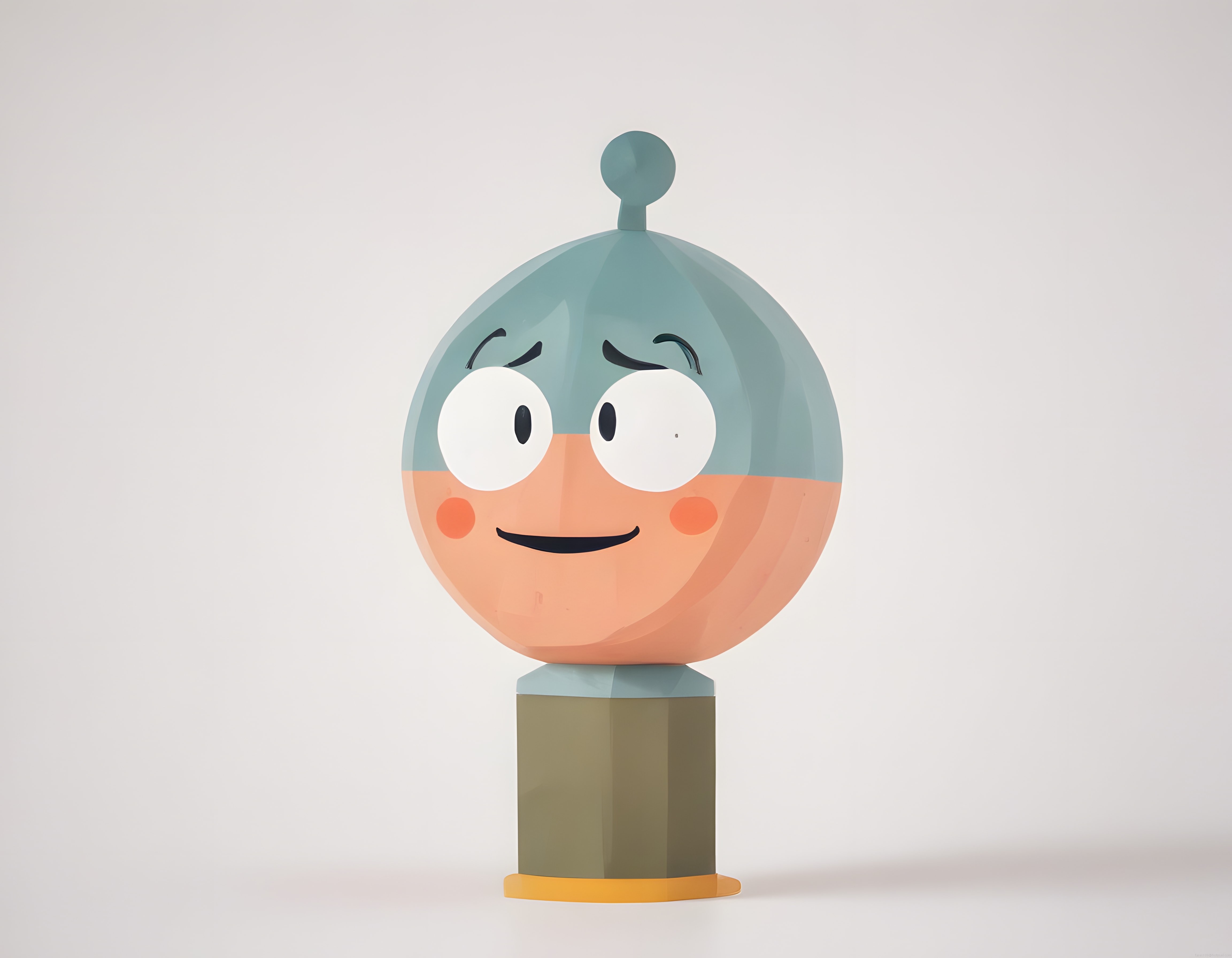 Masum ve Sevimli 3D Animasyon Karakterinin Pastel Renkli Minimal Tasarımı