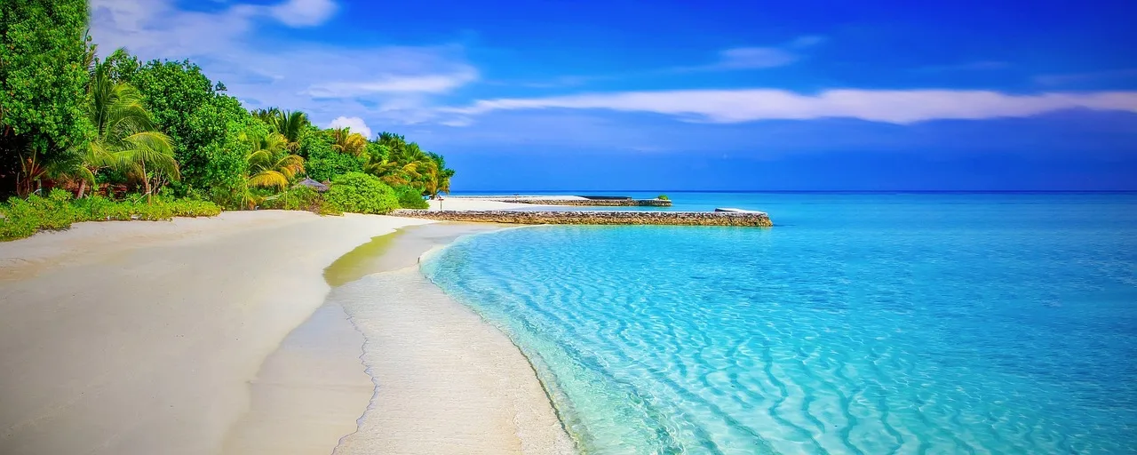 Mavi deniz panoraması tropikal sahil - tatil