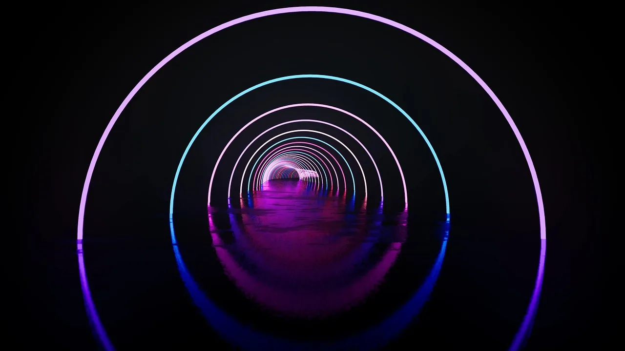 Mavi geometrik ışık tasarımı - futuristik duvar kağıdı