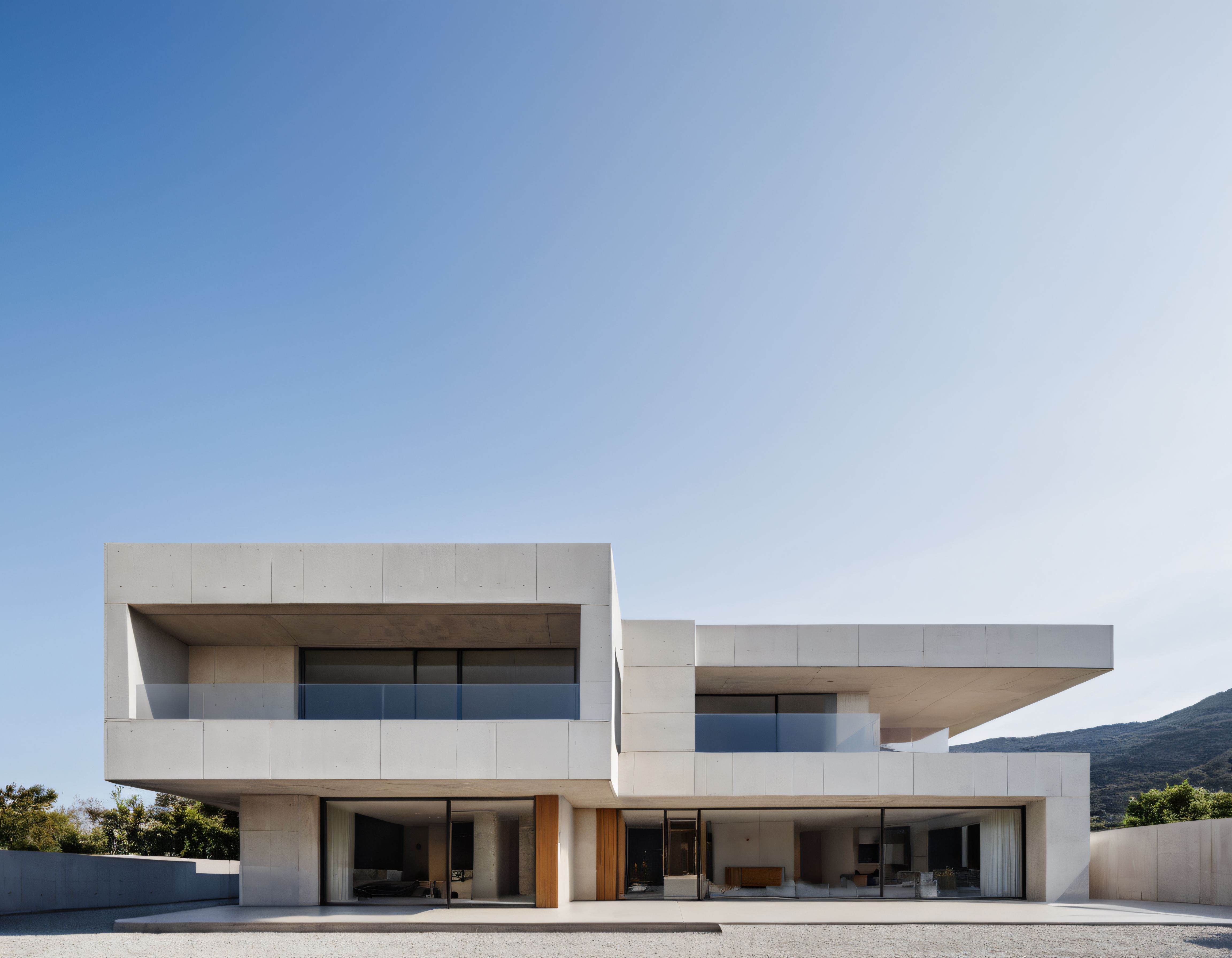 Mavi Gökyüzüne Karşı Modern Beton Villa ve Minimalist Mimarinin Zarafeti